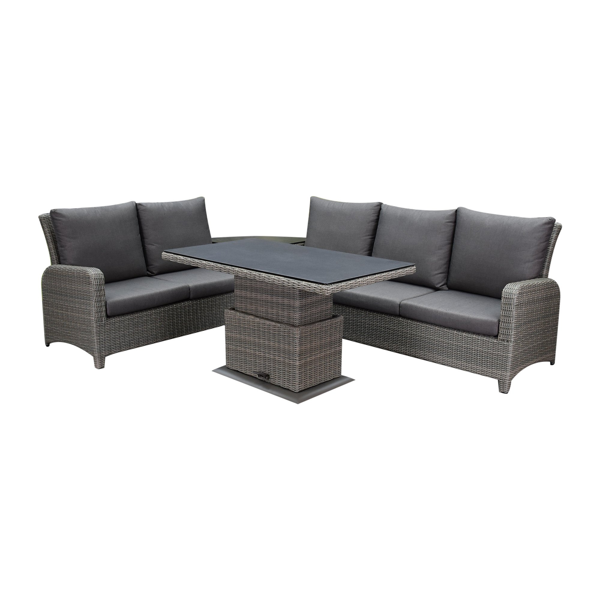 AVH-Collectie Florida hoek dining loungeset 5-delig verstelbare tafel bruin-grijs