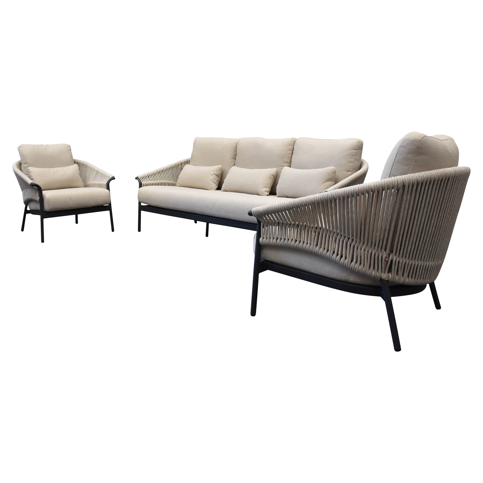 SUNS Santorini stoel bank loungeset 3 delig antraciet