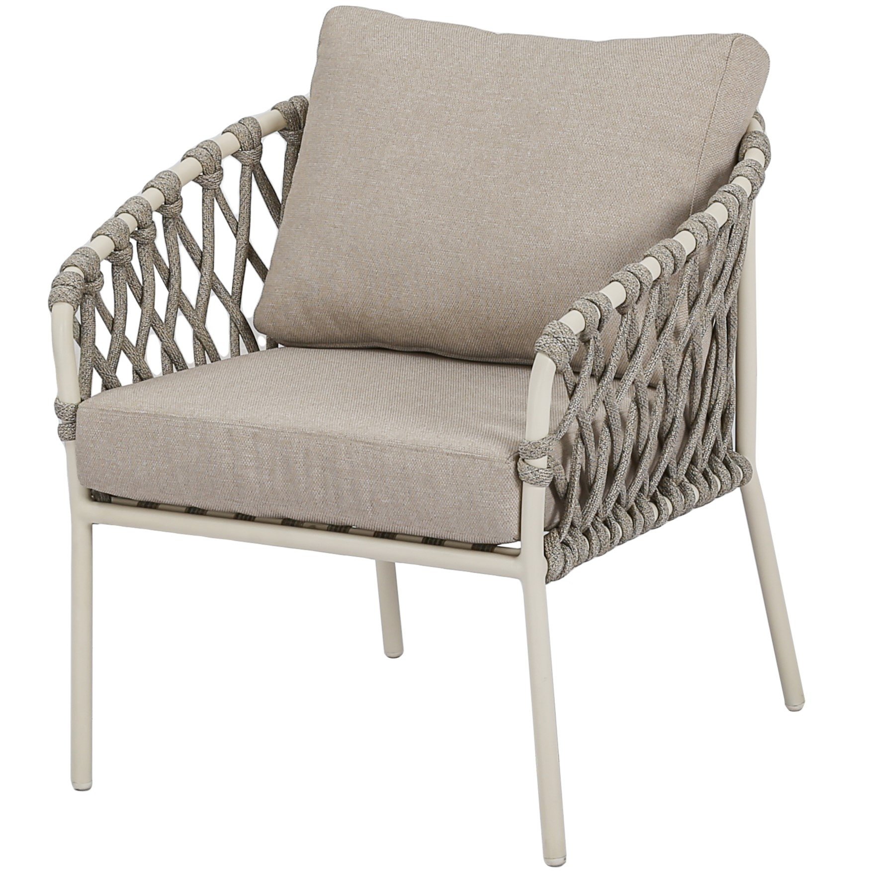 AVH-Collectie Amalfi low dining tuinstoel natural sand aluminium latte