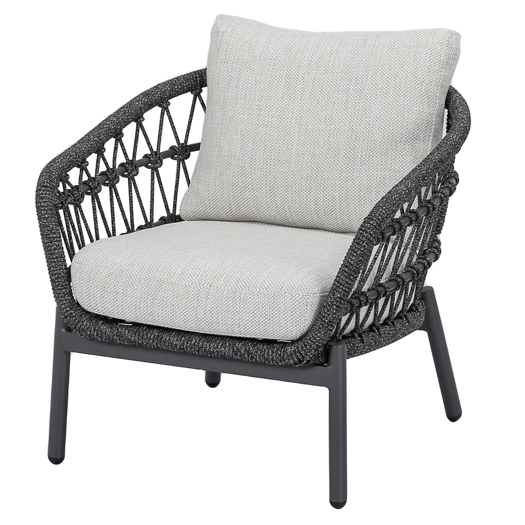 AVH-Collectie Arezzo low dining loungestoel antraciet rope