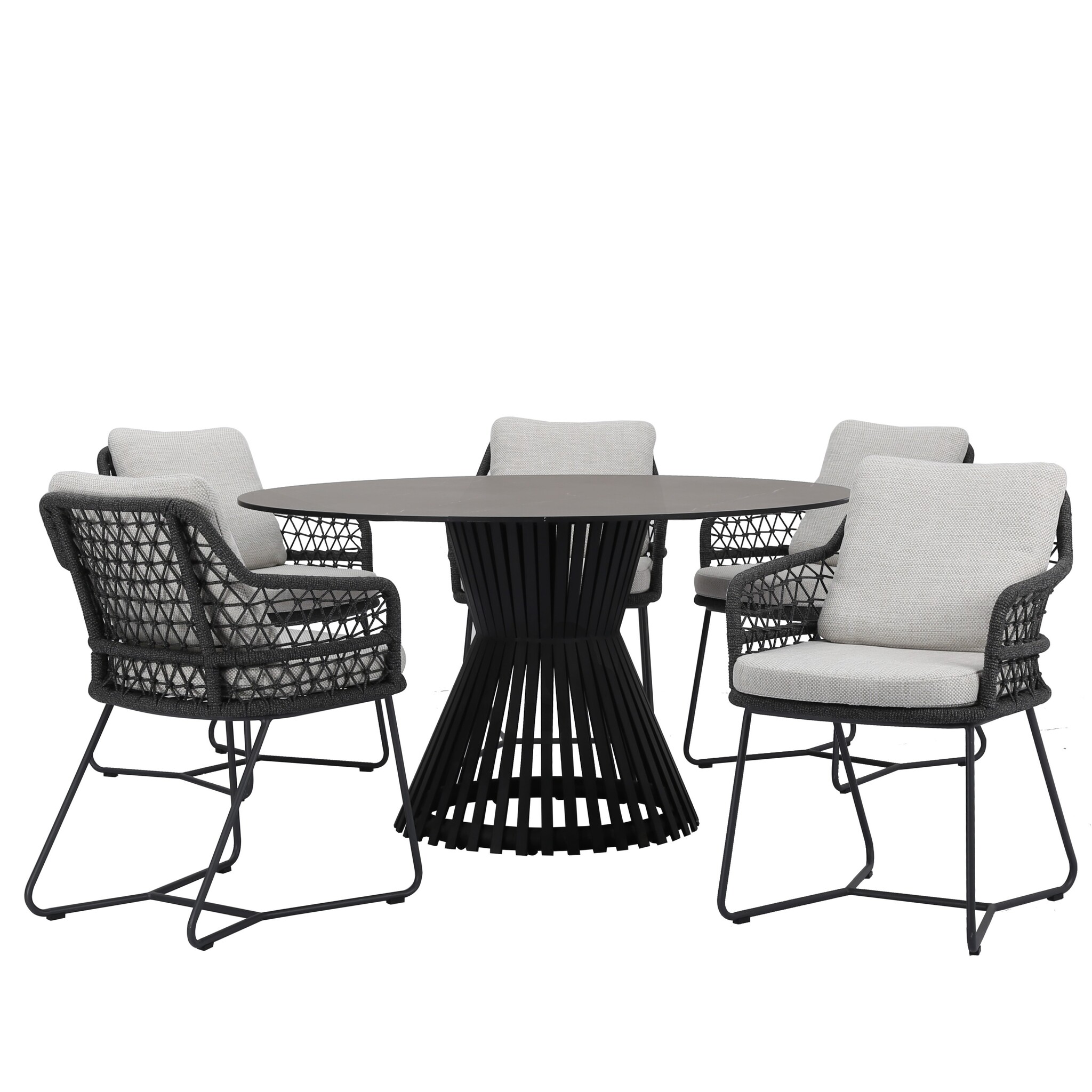 AVH-Collectie Taranto Pasadena dining tuinset 140xH75 cm 6 delig antraciet