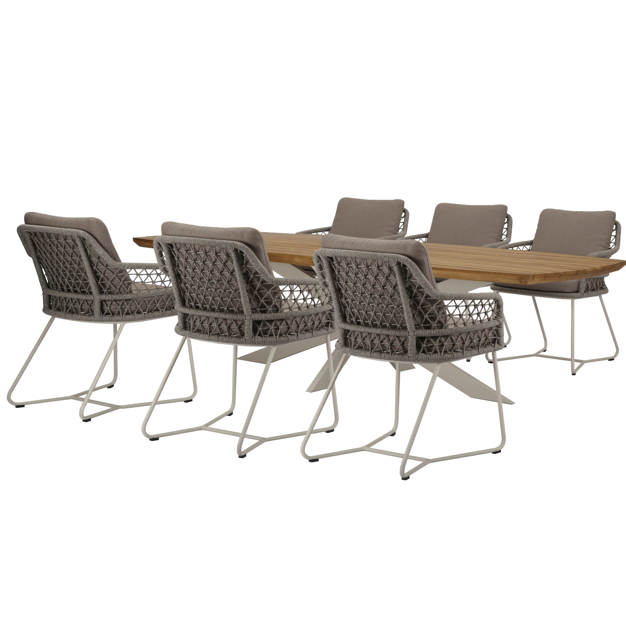 AVH-Collectie Taranto Lido dining tuinset 240x100xH75 cm 7 delig sand