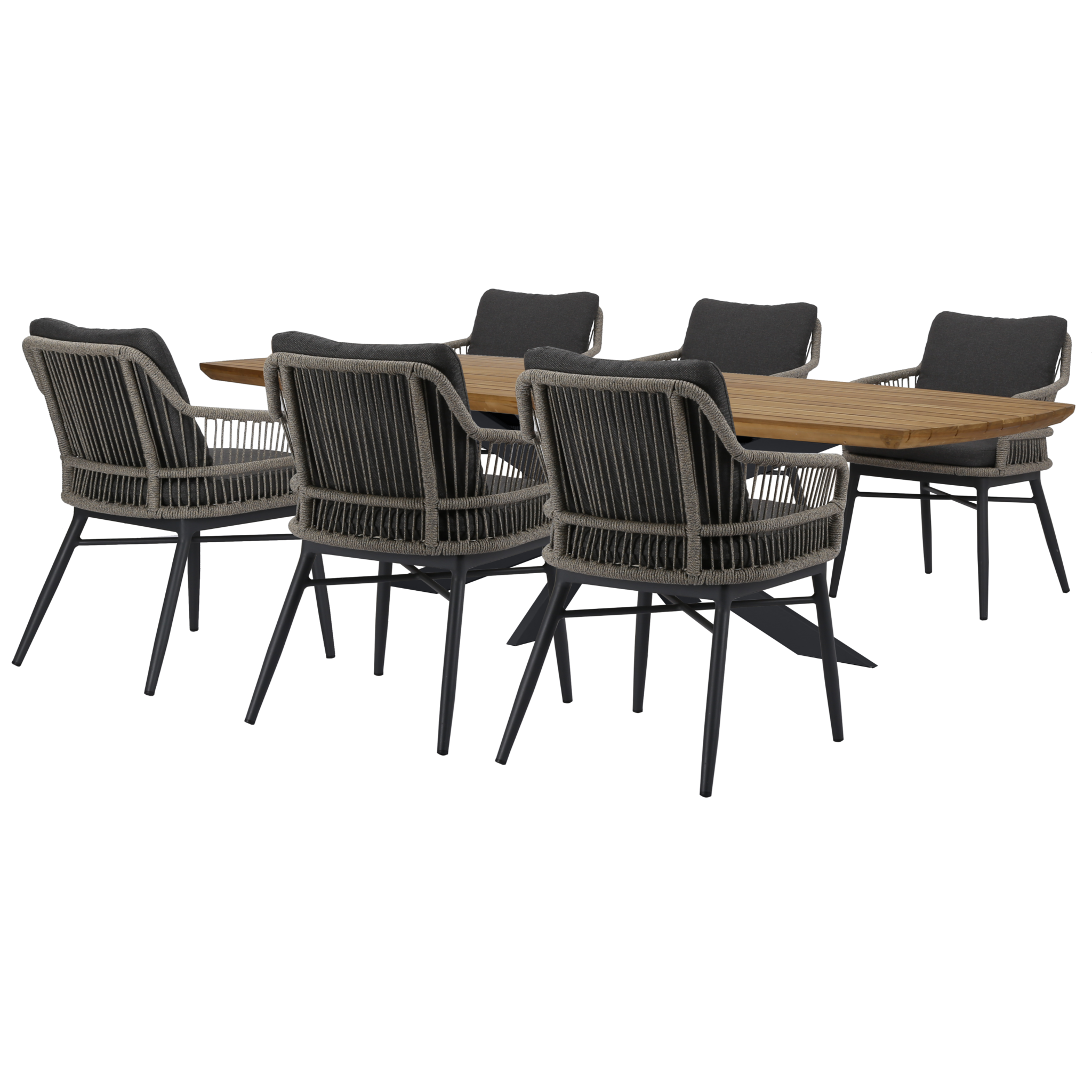 AVH-Collectie Catania Lido dining tuinset 240x100xH75 cm 7 delig antraciet