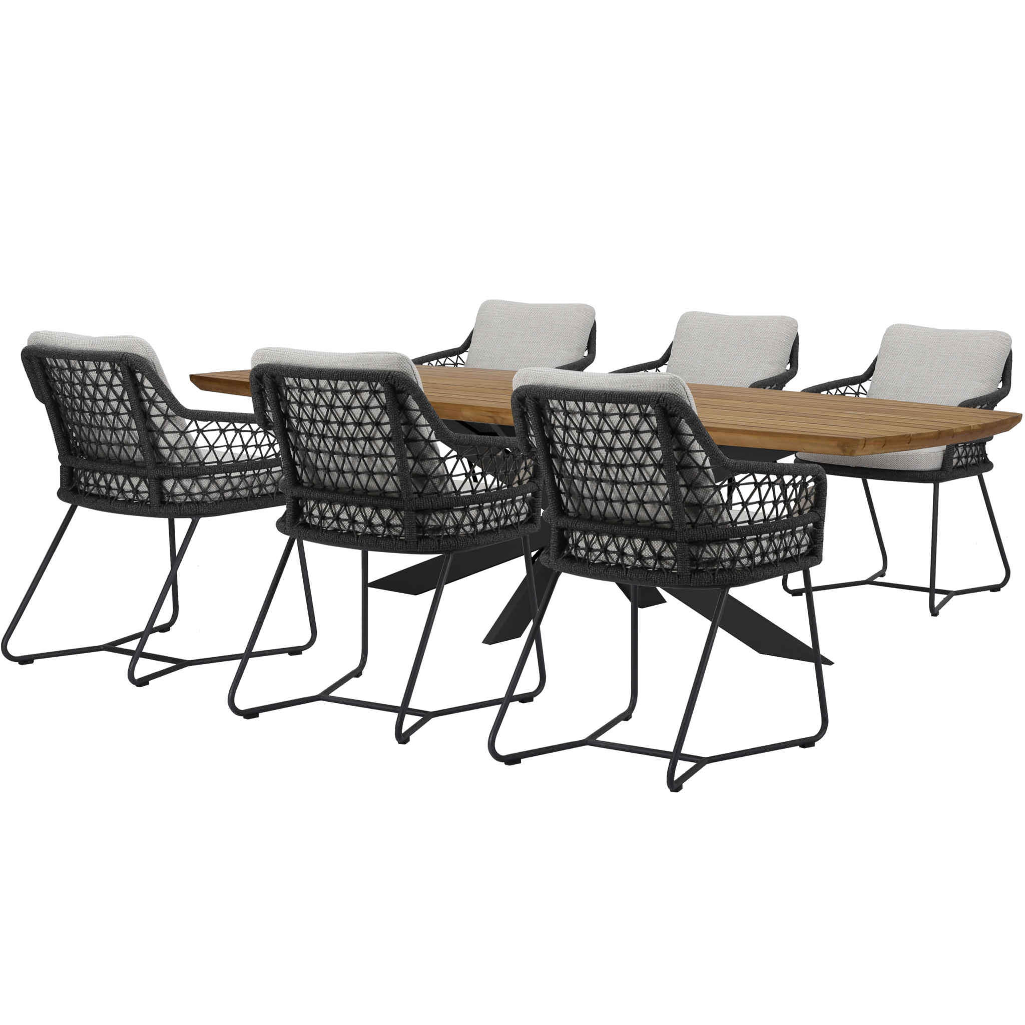 AVH-Collectie Taranto Lido dining tuinset 240x100xH75 cm 7 delig antraciet