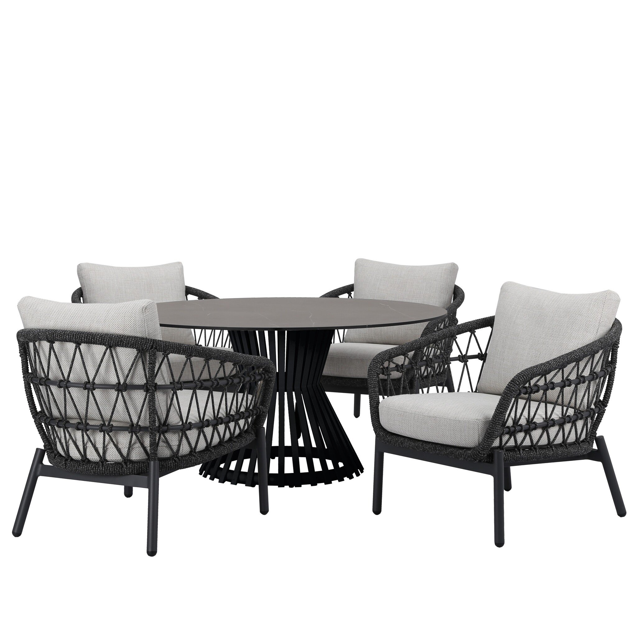 AVH-Collectie Arezzo Pasadena low dining tuinset 140xH69 cm 5 delig antraciet