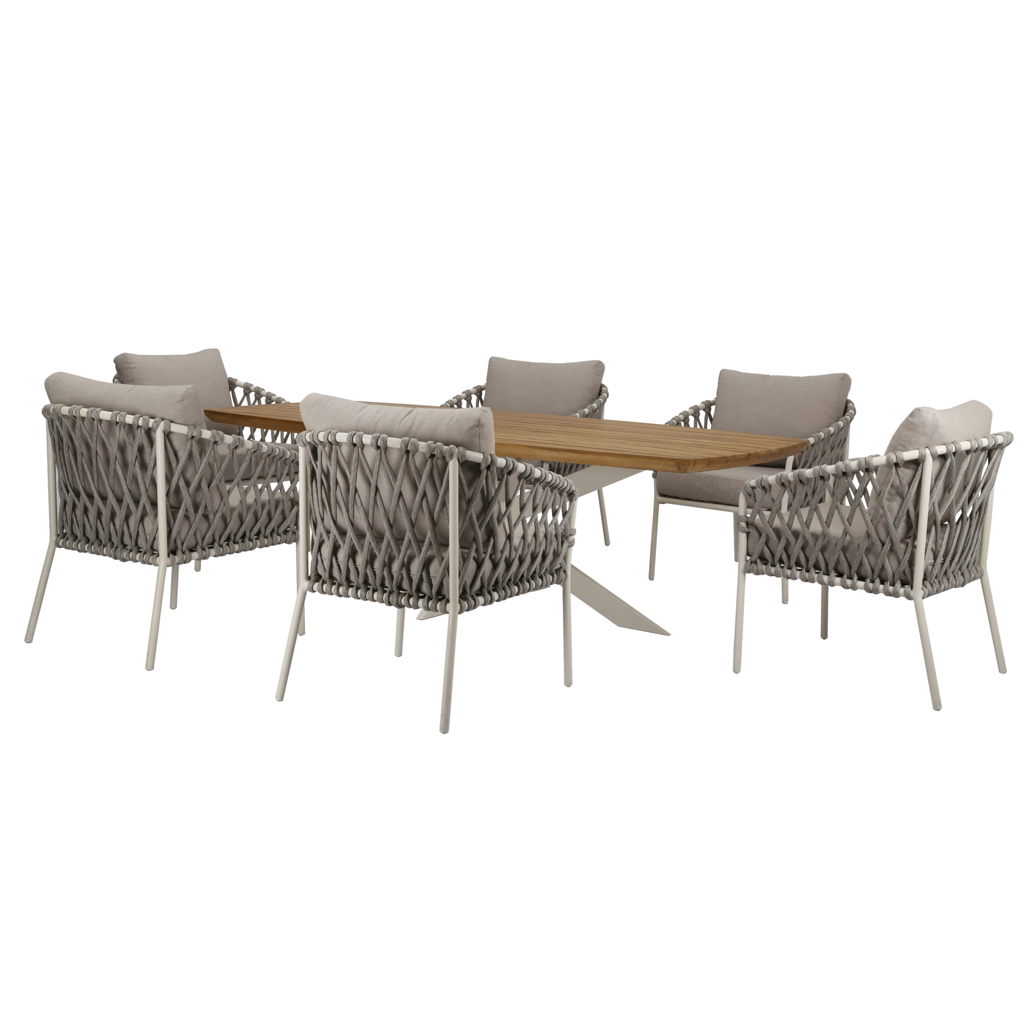 AVH-Collectie Amalfi Lido low dining tuinset 240x100xH69 cm 7 delig sand