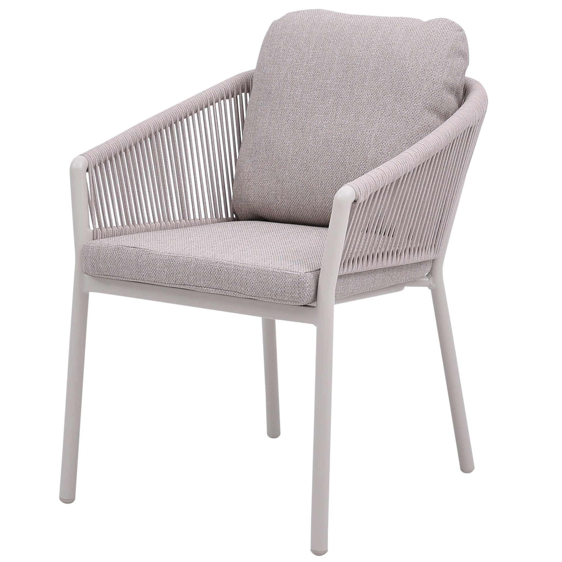 AVH-Collectie Joshua dining tuinstoel rope aluminium latte zand