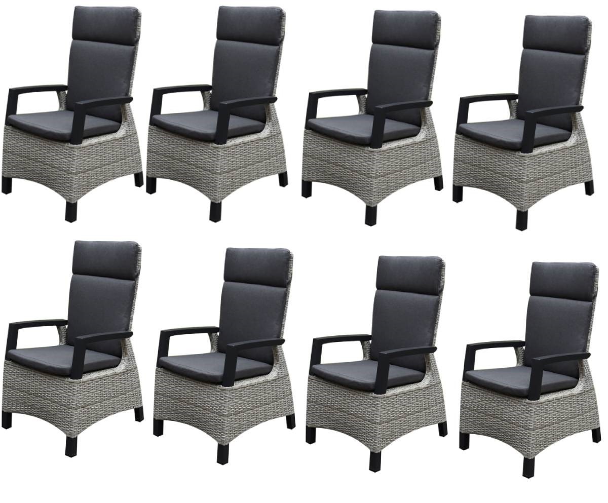 AVH-Collectie Tunis dining tuinstoel verstelbaar grijs set van 8