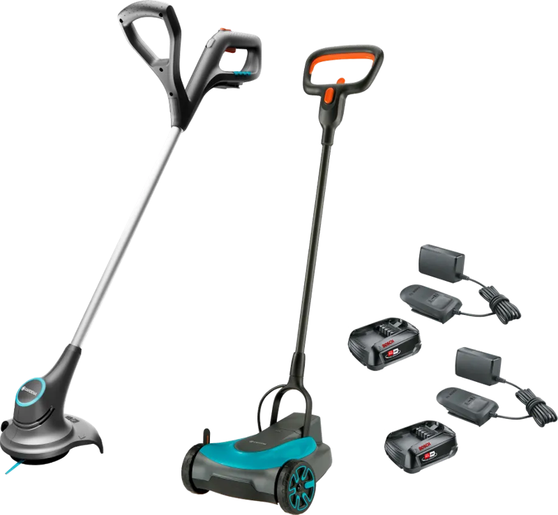 Gardena HandyMower 22/18V P4A Set +  SmallCut 23/18V P4A Solo + Bosch 18V 2,5 Ah 2x