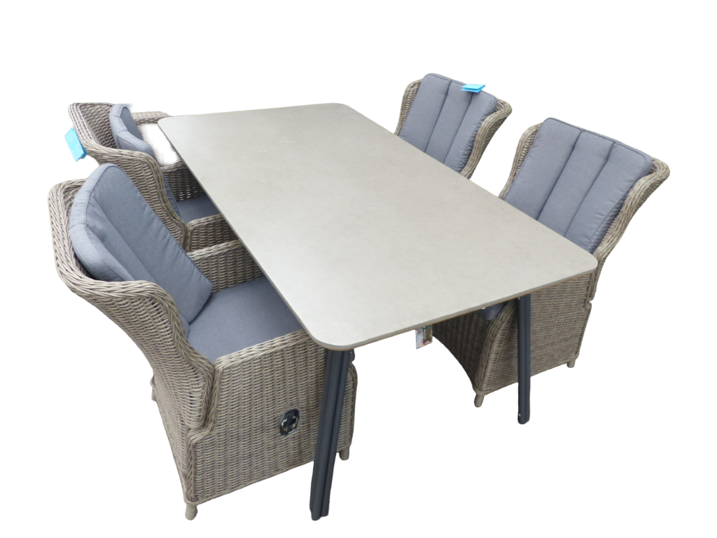 Suns Set van Simi tafel 180x100 cm antraciet en 4 Darwin verstelbare stoelen grijs - 