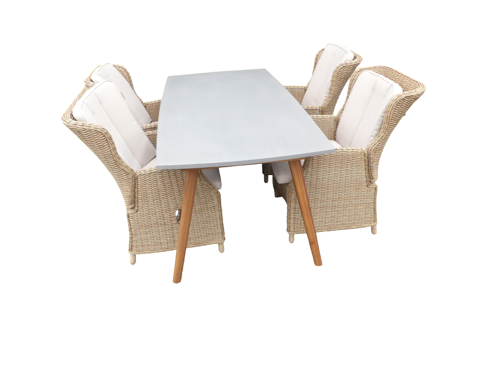 Eurofleur aanbieding Set van Copenhagen tafel 180x90 cm en 4 Darwin verstelbare stoelen rattan - 