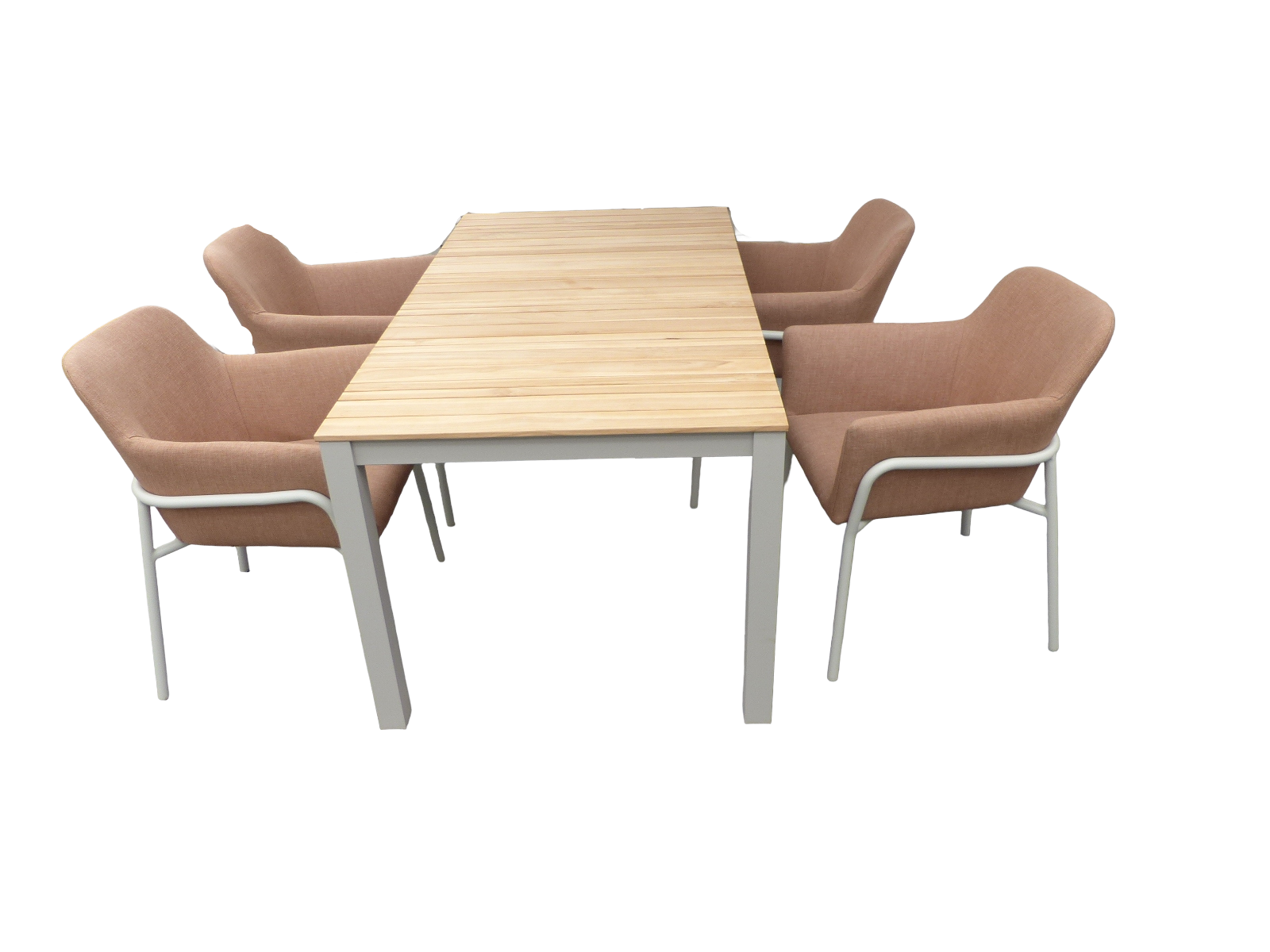 Yoi Set van Arashi tafel 169x90 cm salix/teak en 4 Take stoelen salix/terracotta - 