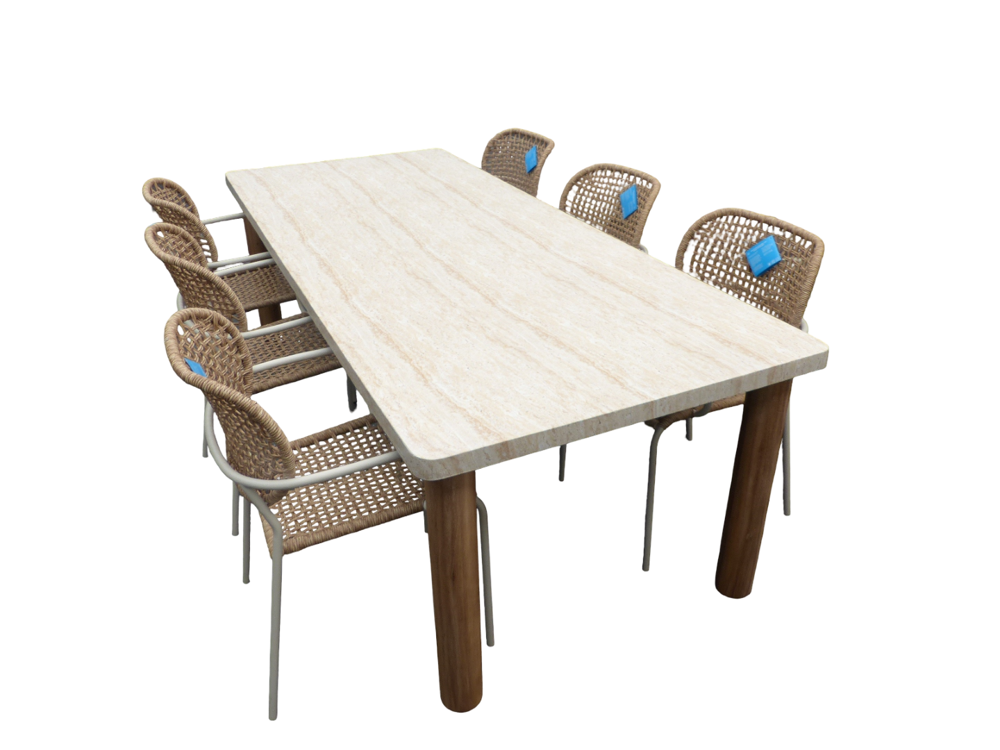 Eurofleur aanbieding Set van Katana tafel 250x100 cm cement en 6 Bowen stoelen oyster/natural - 