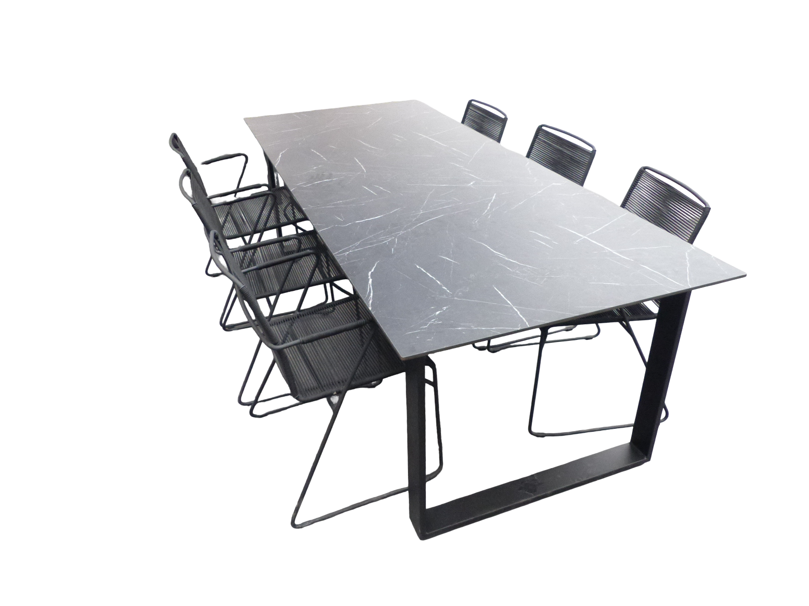 Yoi Set van Teeburu tafel 240x120x76 cm slate en 6 Jason stoelen lava - 