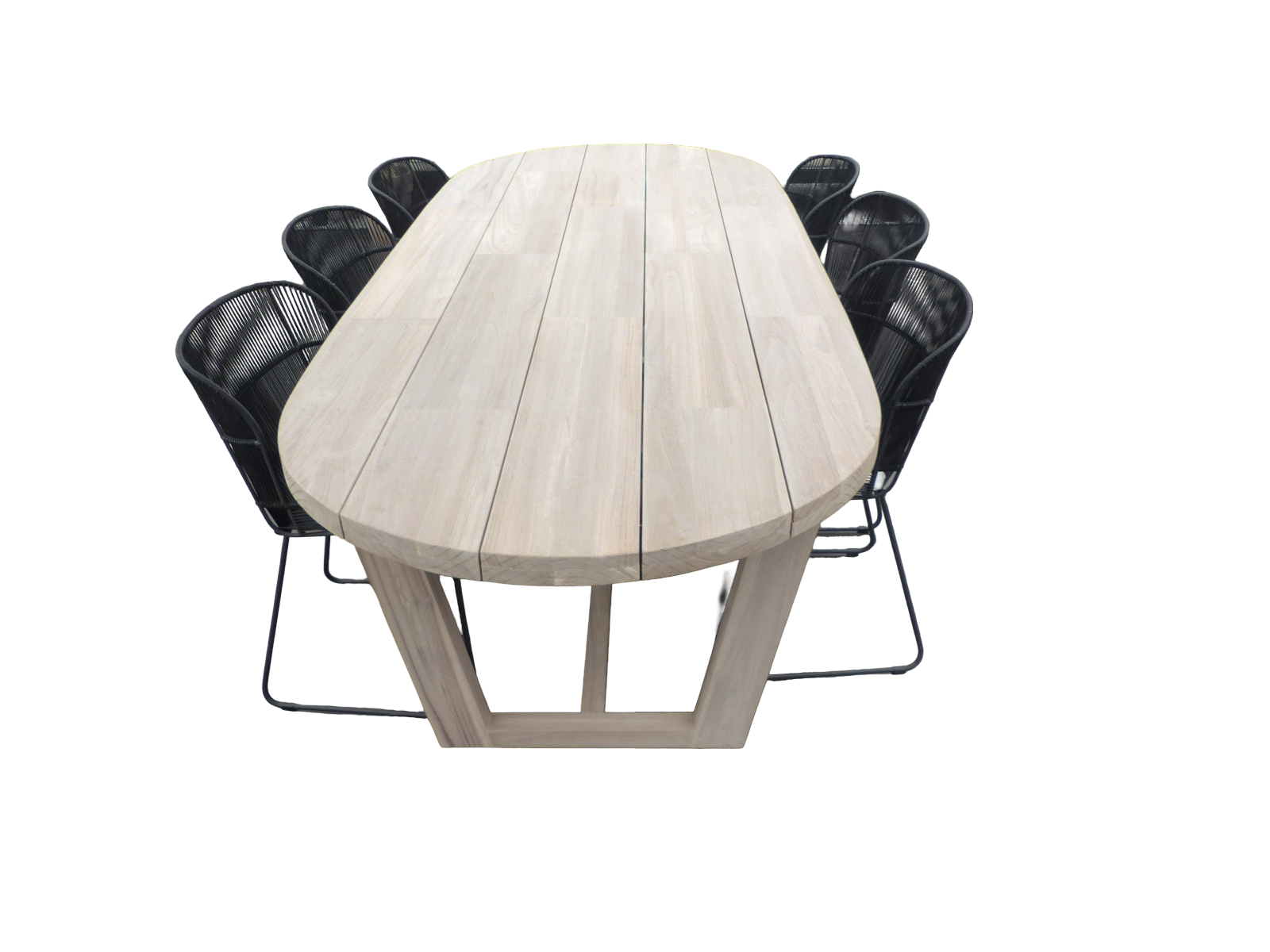 Yoi Set van Lauren tafel 270x110x76 cm teak aged en 6 Faye stoel lava incl. kussen - 
