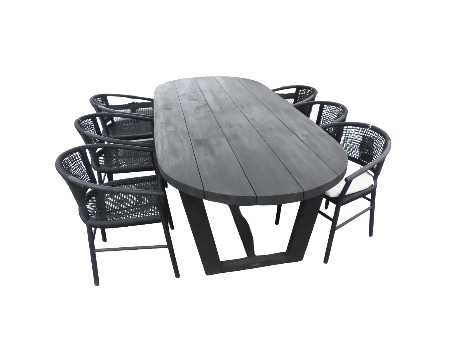 Yoi Set van Lauren tafel 270x110x76 cm charcoal en 6 Kevin stoelen lava - 