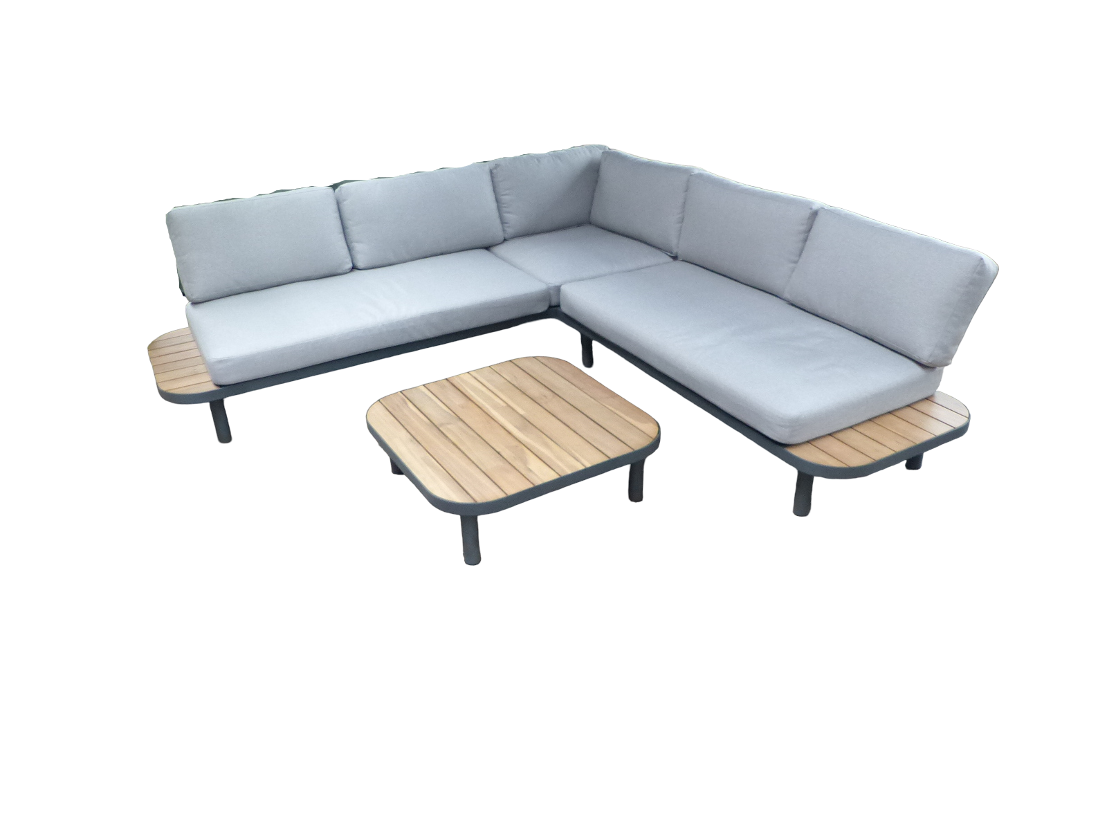 Eurofleur aanbieding Moa cornerset antraciet/acacia incl. royal stone grey kussens - 