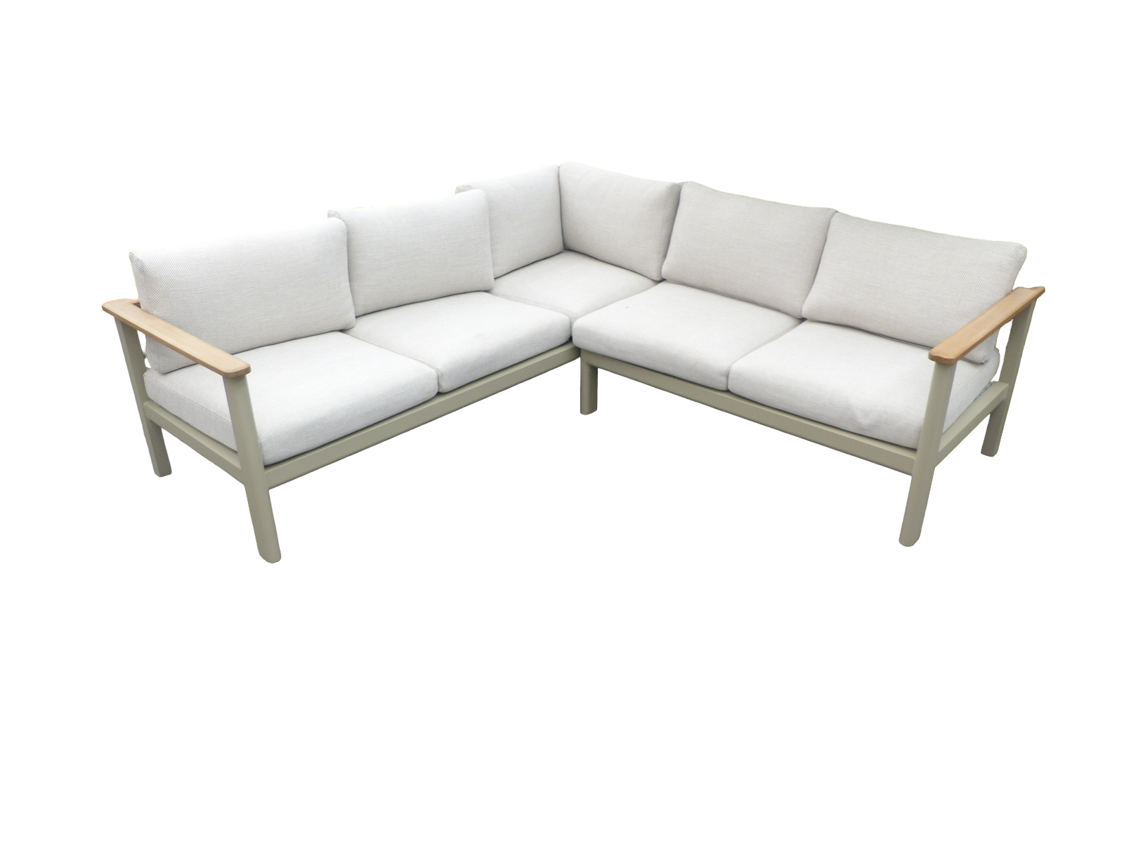 Eurofleur aanbieding Flint cornerset natural taupe/acacia light teak look incl. ivory olefin kussens - 