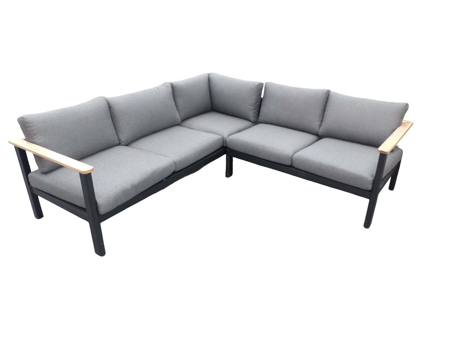 Eurofleur aanbieding Flint cornerset zwart/acacia light teak look incl. antraciet olefin kussens - 