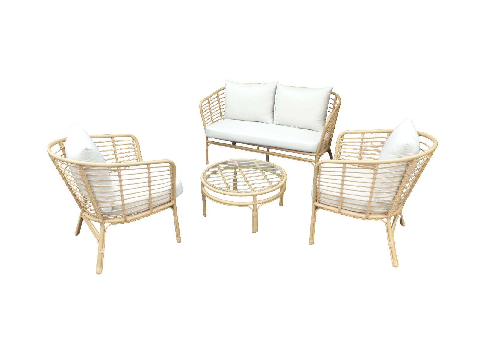 Eurofleur aanbieding Kuching loungeset light bamboo incl. royal sand kussens - 