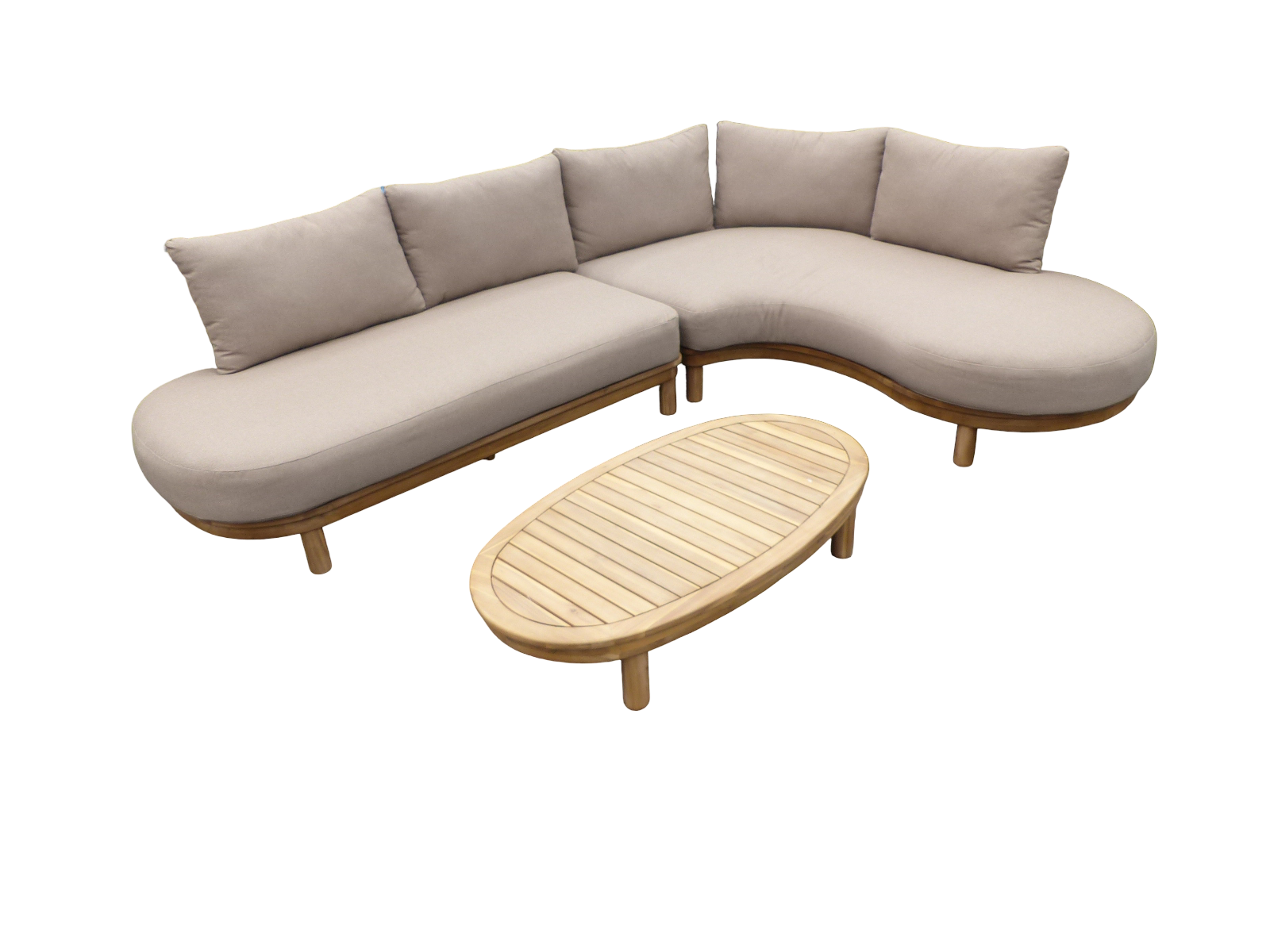 Eurofleur aanbieding Summerland cornerset natural taupe/acacia light teak incl. zand olefin kussens - 