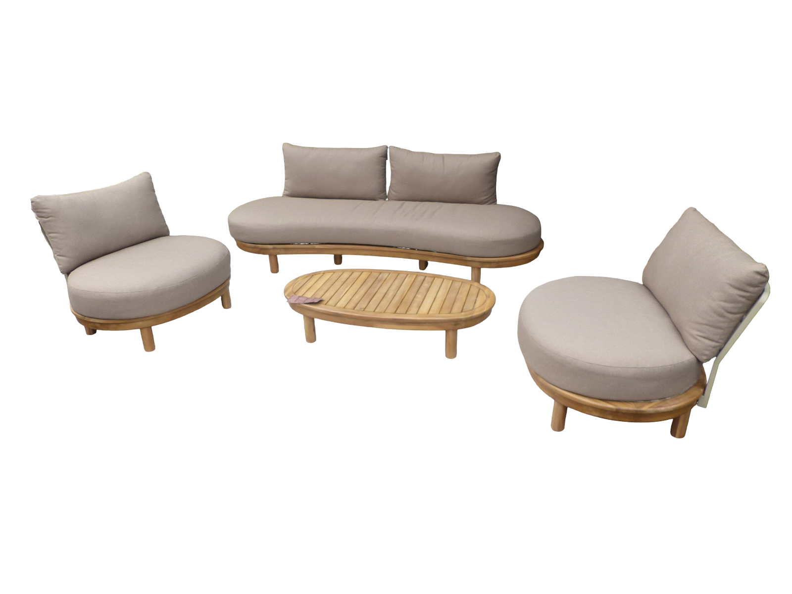 Eurofleur aanbieding Summerland loungeset natural taupe/acacia light teak incl. zand olefin kussens - 