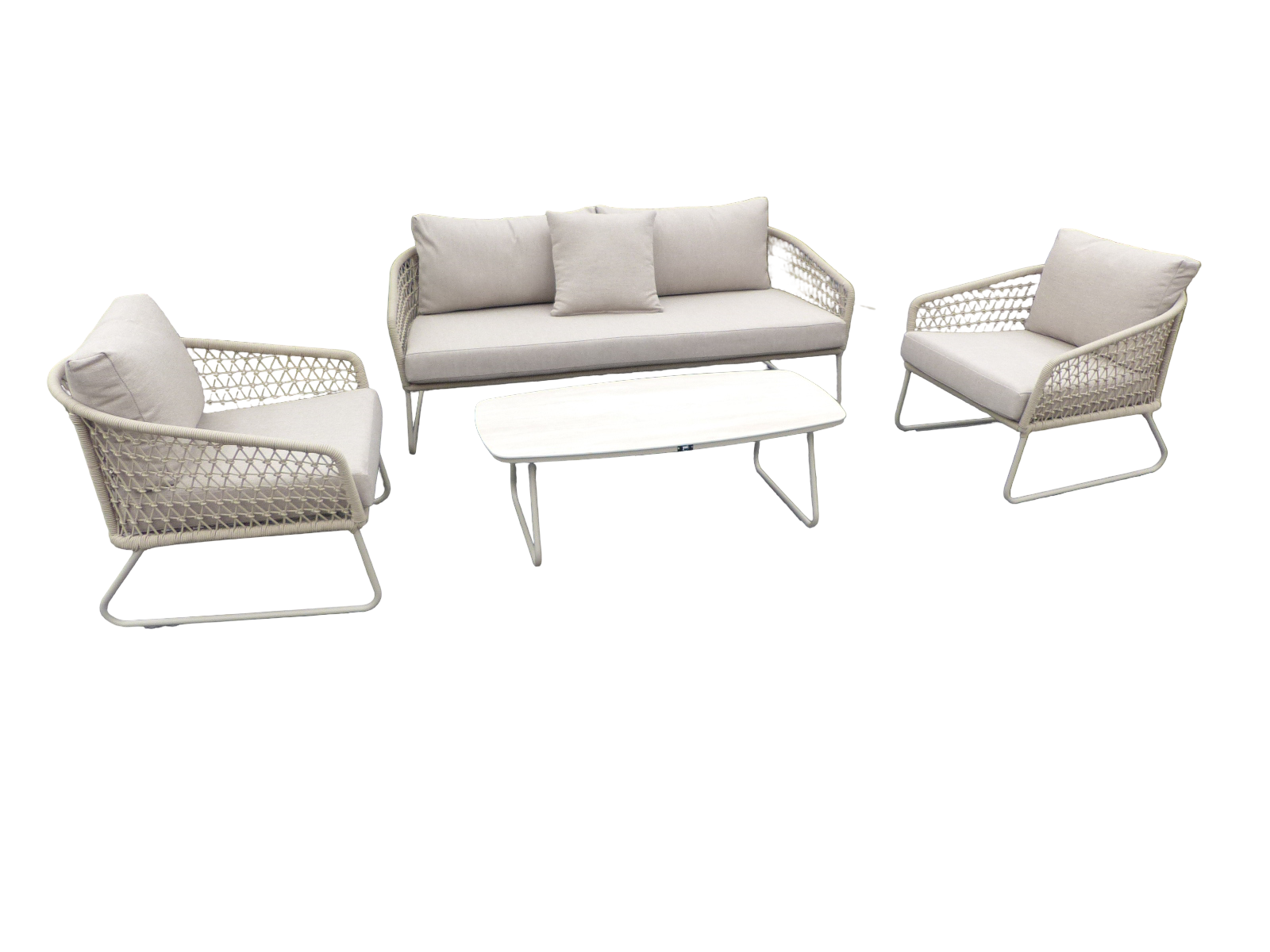Yoi Bara 4 piece lounge set aluminium salix/rope salix/flax beige - 