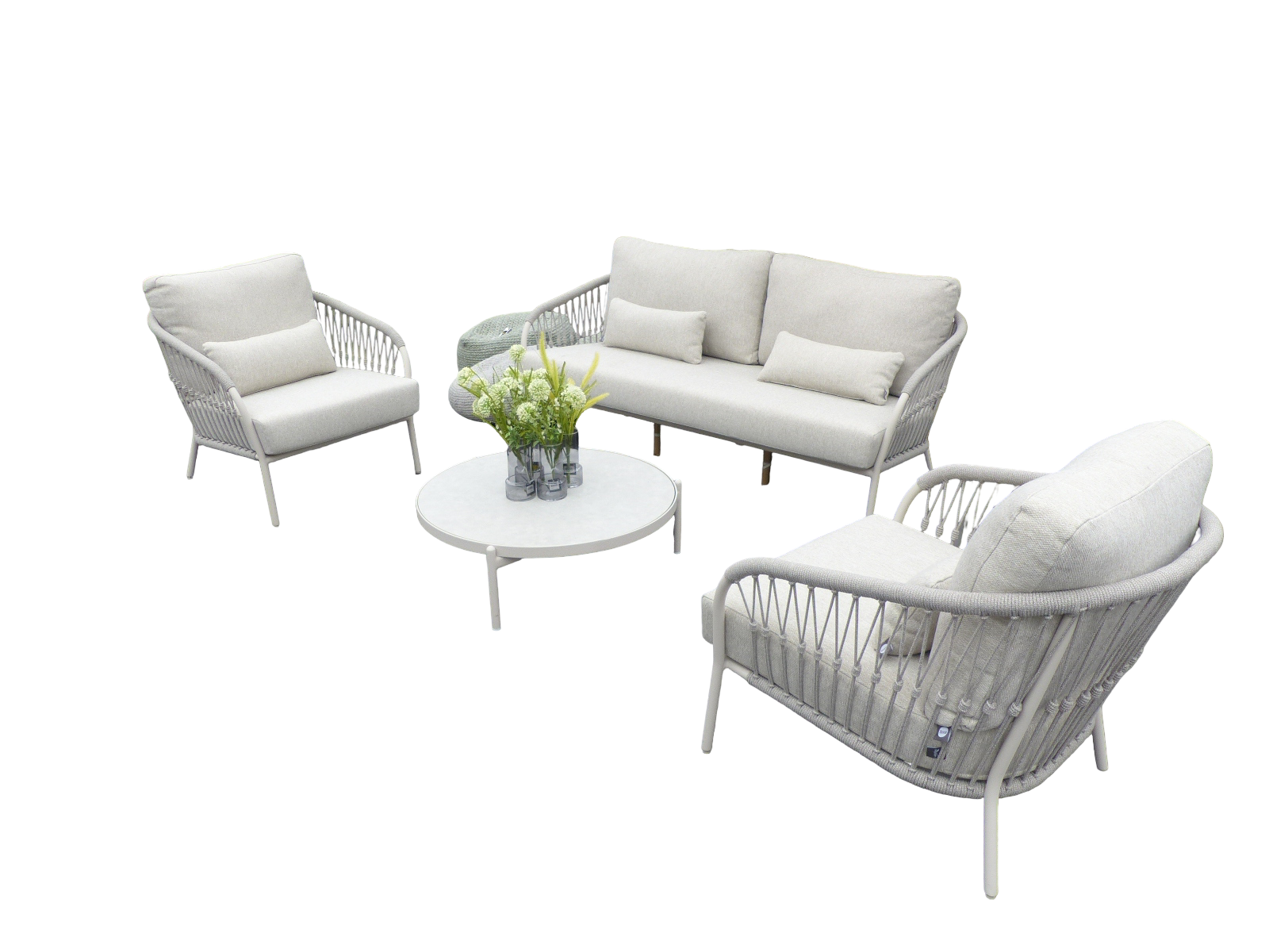 Suns Dolce loungeset camel sand/teak/keramiek incl. natural gravel kussens - 