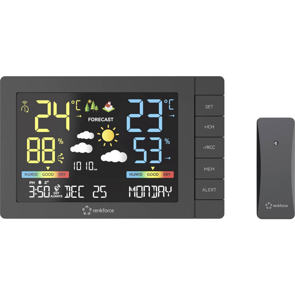 Renkforce RF-4883632 Digitaal weerstation Aantal sensoren max.: 3 stuk(s)