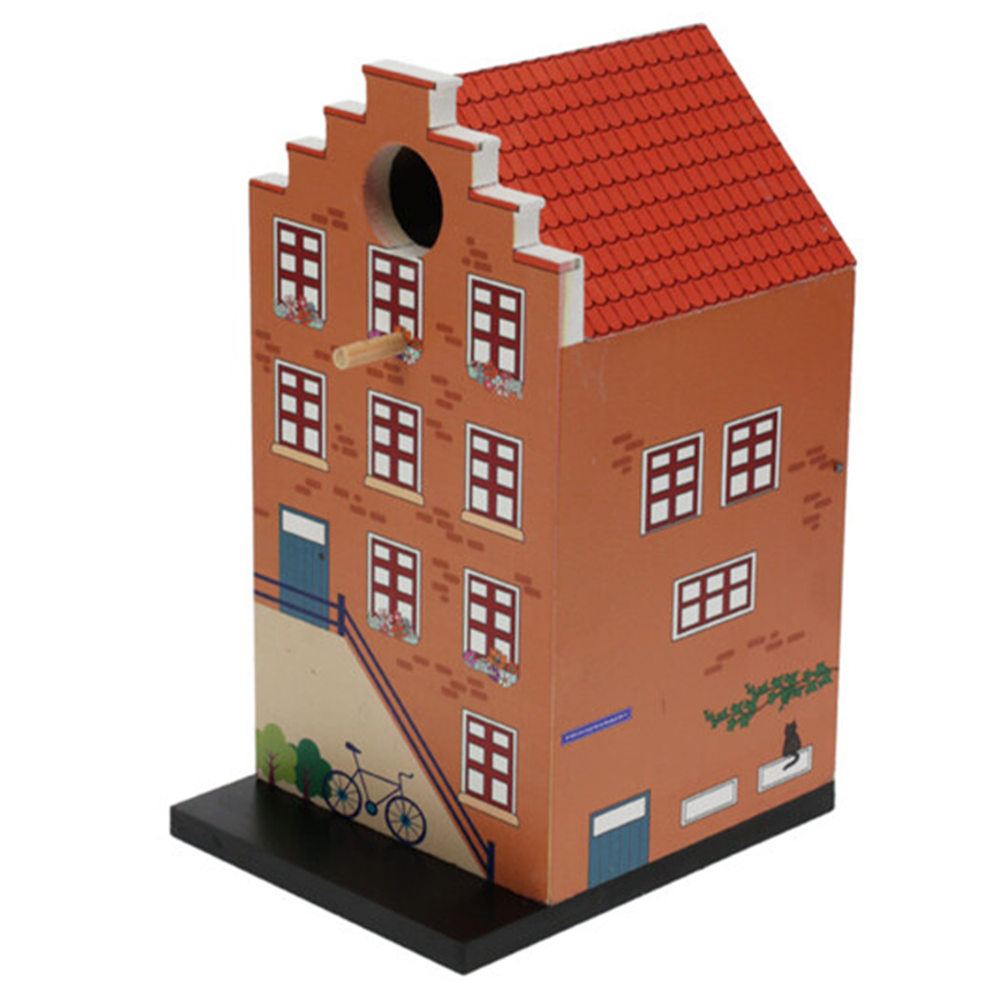 Pro Garden Vogelhuisje - grachtenpand design - hout - bruin - 15 x 12 x 23 cm- nestkastje -