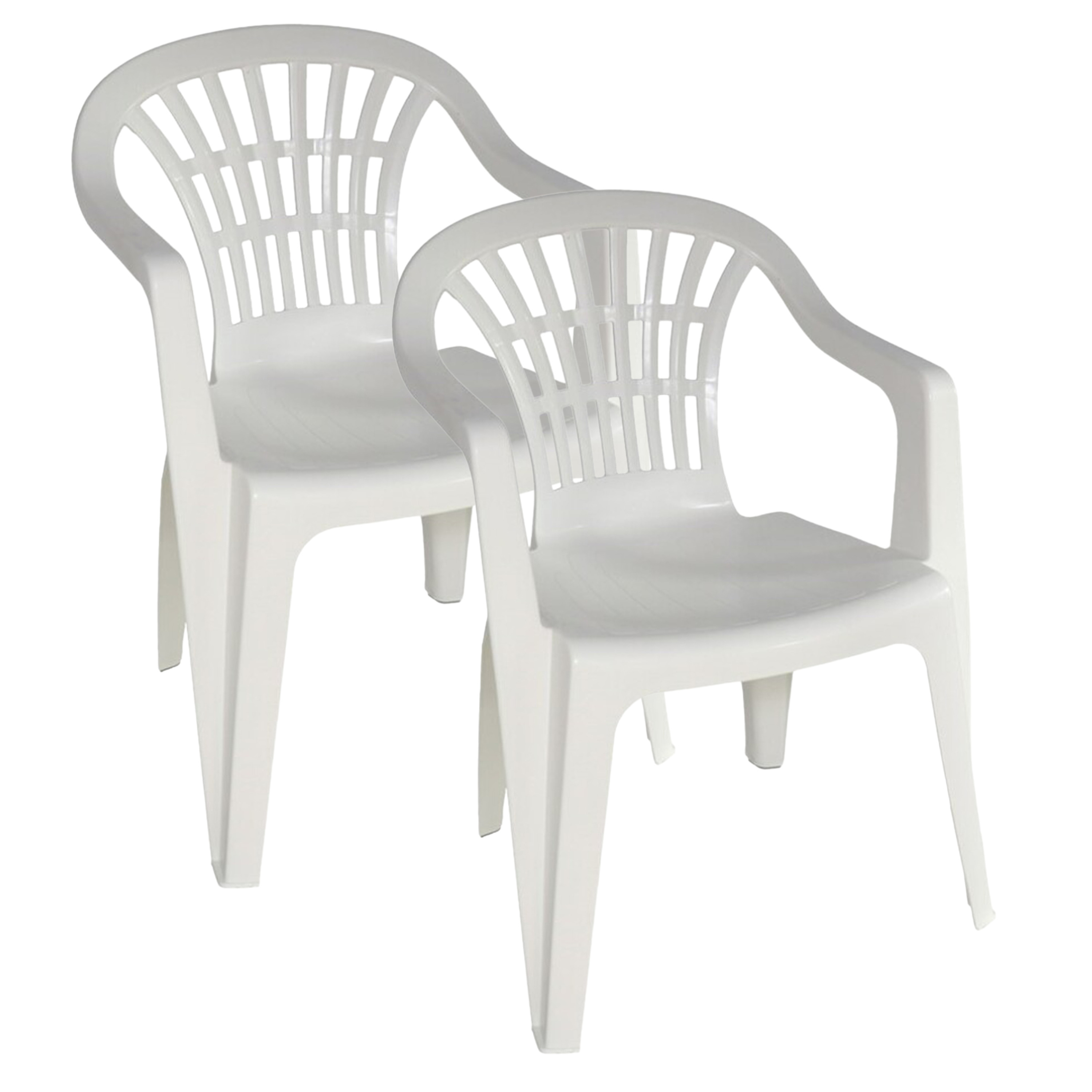Gerimport Stoel voor buiten/binnen - 2x - tuinstoelen - wit - 50 x 54 x 76 cm - stevig kunststof - Bijzet stoe -