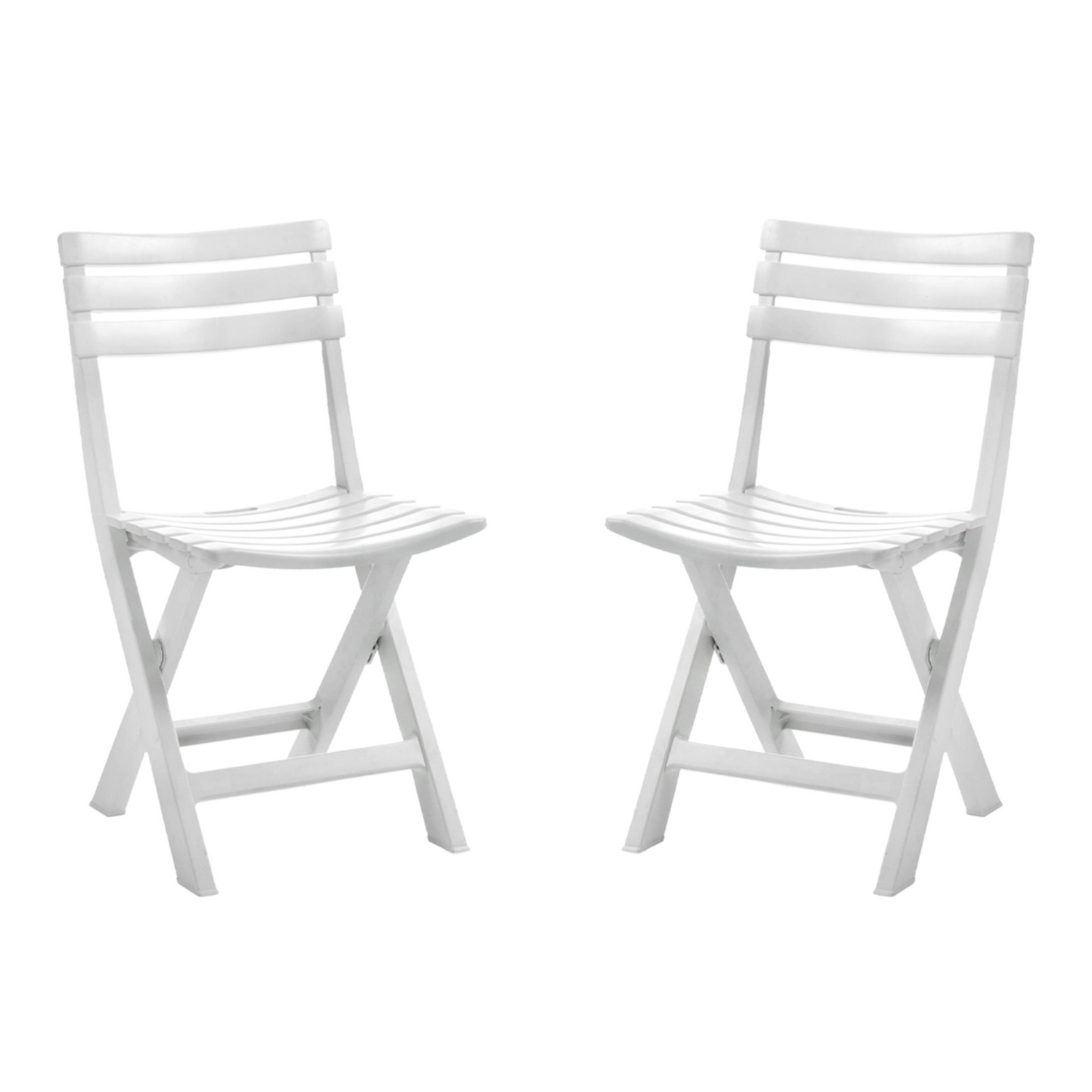 Merkloos Set van 4x stuks witte kunststof klapstoelen voor binnen en buiten -