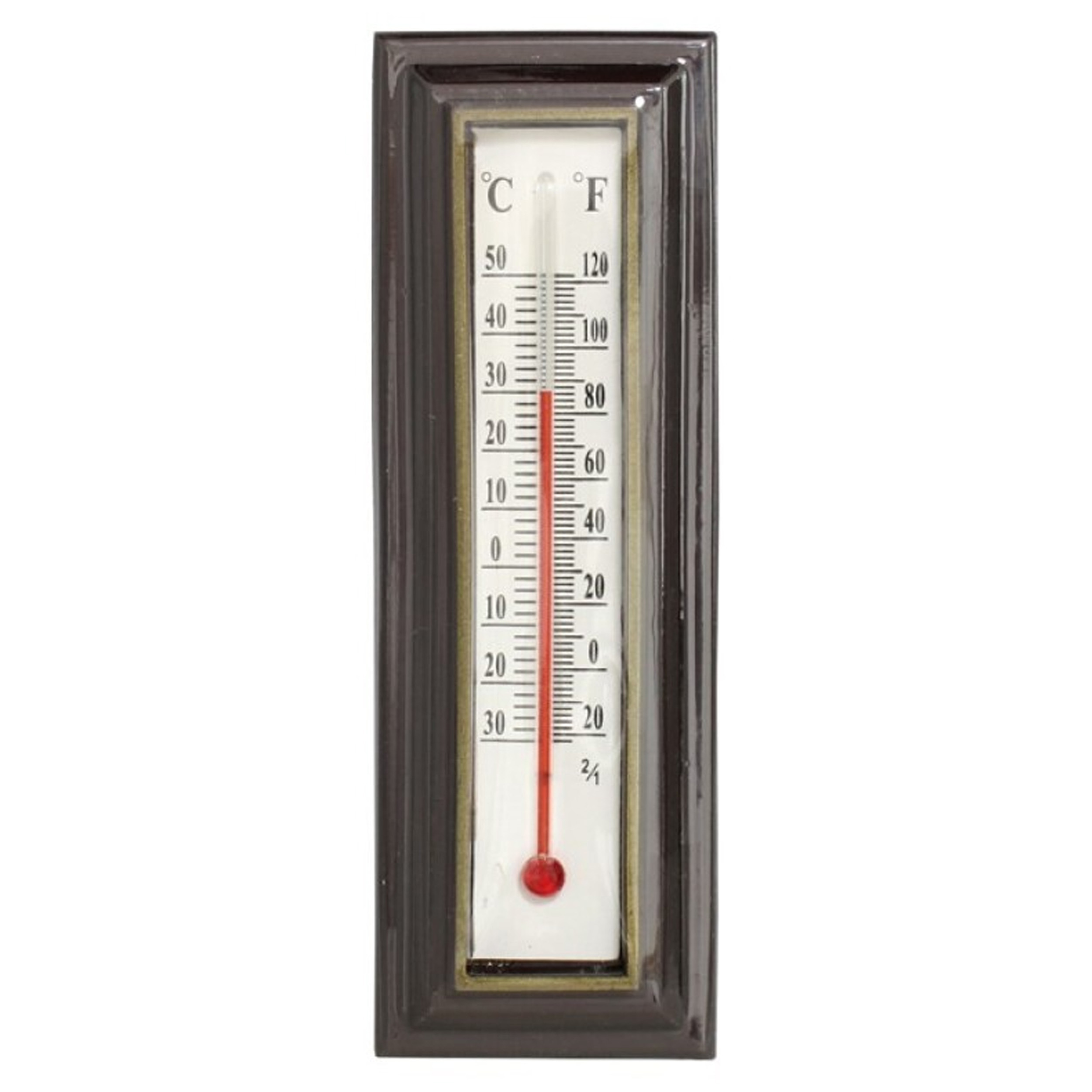 Gerimport Thermometer - kunststof - 16 x 5 cm - bruin - tot 50 graden Celsius -