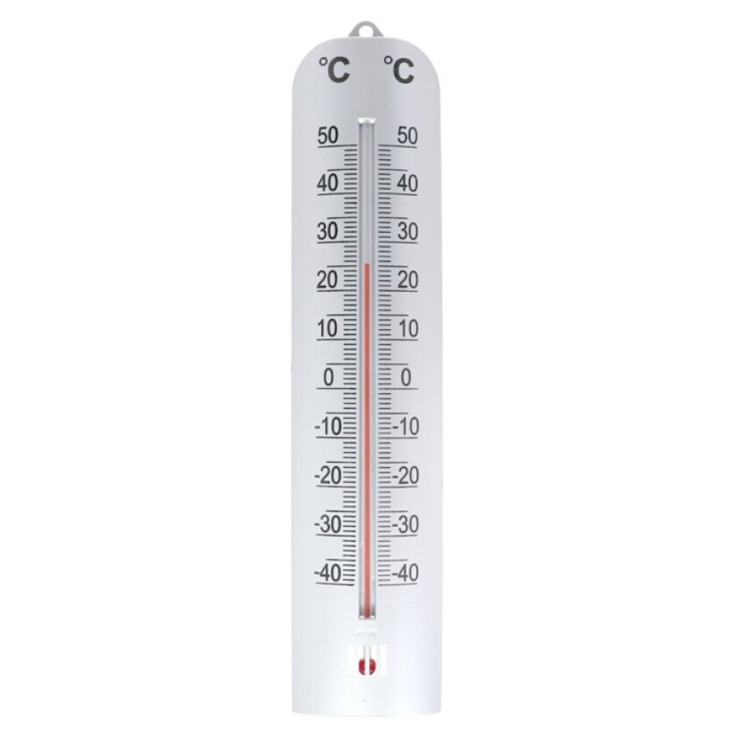 Gerimport Thermometer - kunststof - 28 x 6 cm - zilver - tot 50 graden Celsius -