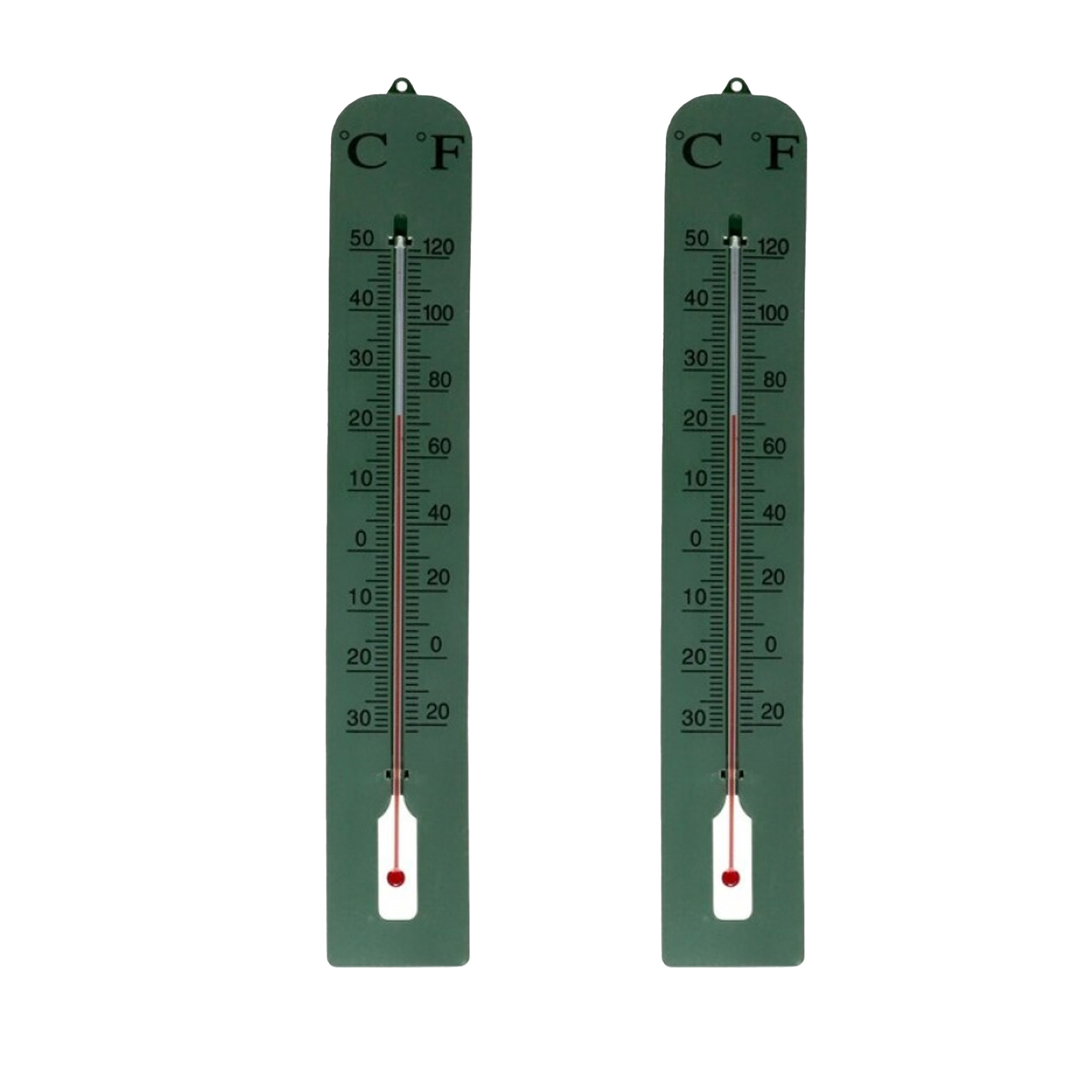 Gerimport Thermometer - 2x - kunststof - x 6 cm - groen - tot 50 graden Celsius -