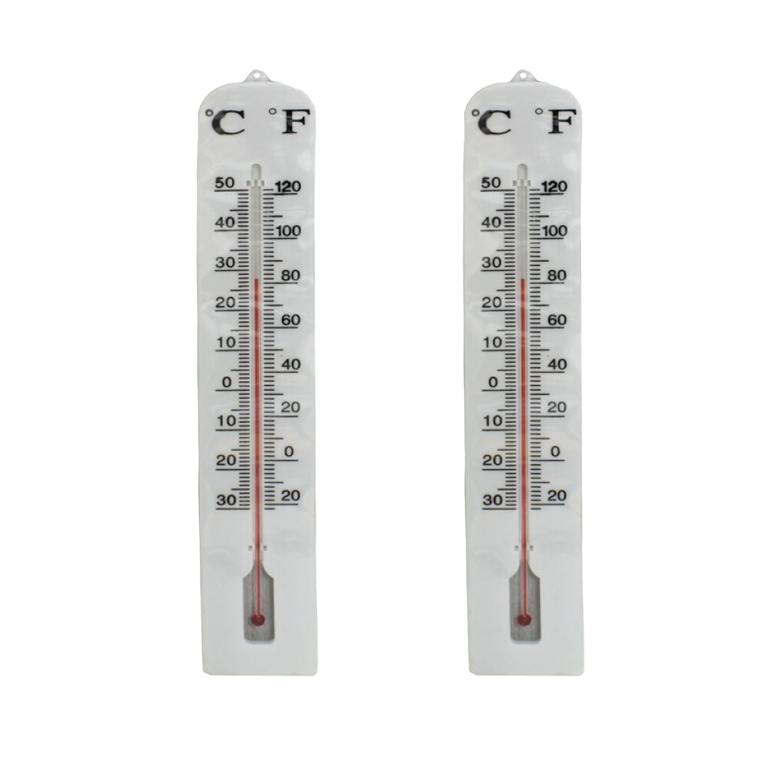 Gerimport Thermometer - 2x - kunststof - x 6 cm - wit - tot 50 graden Celsius -