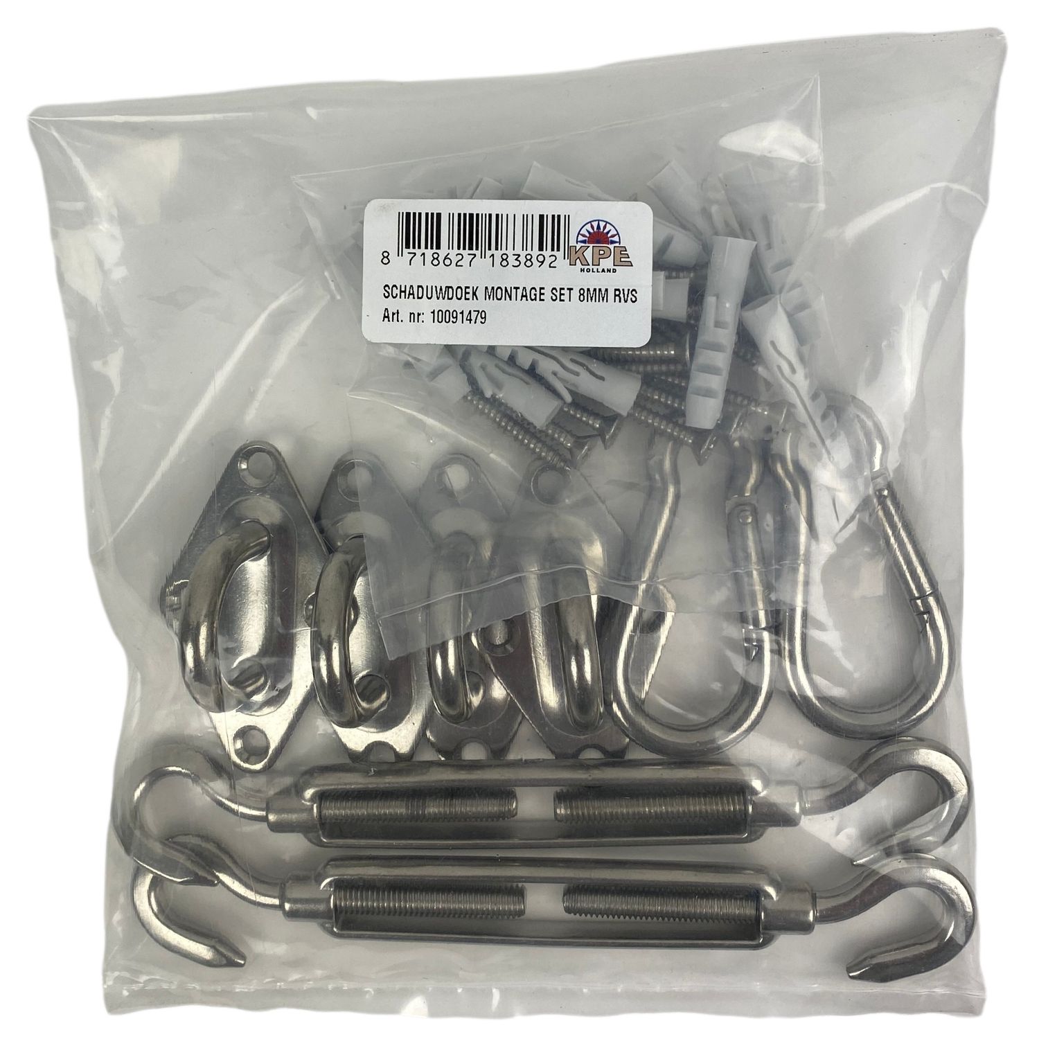 KPE Holland Montageset Voor Schaduwdoek 8mm Rvs
