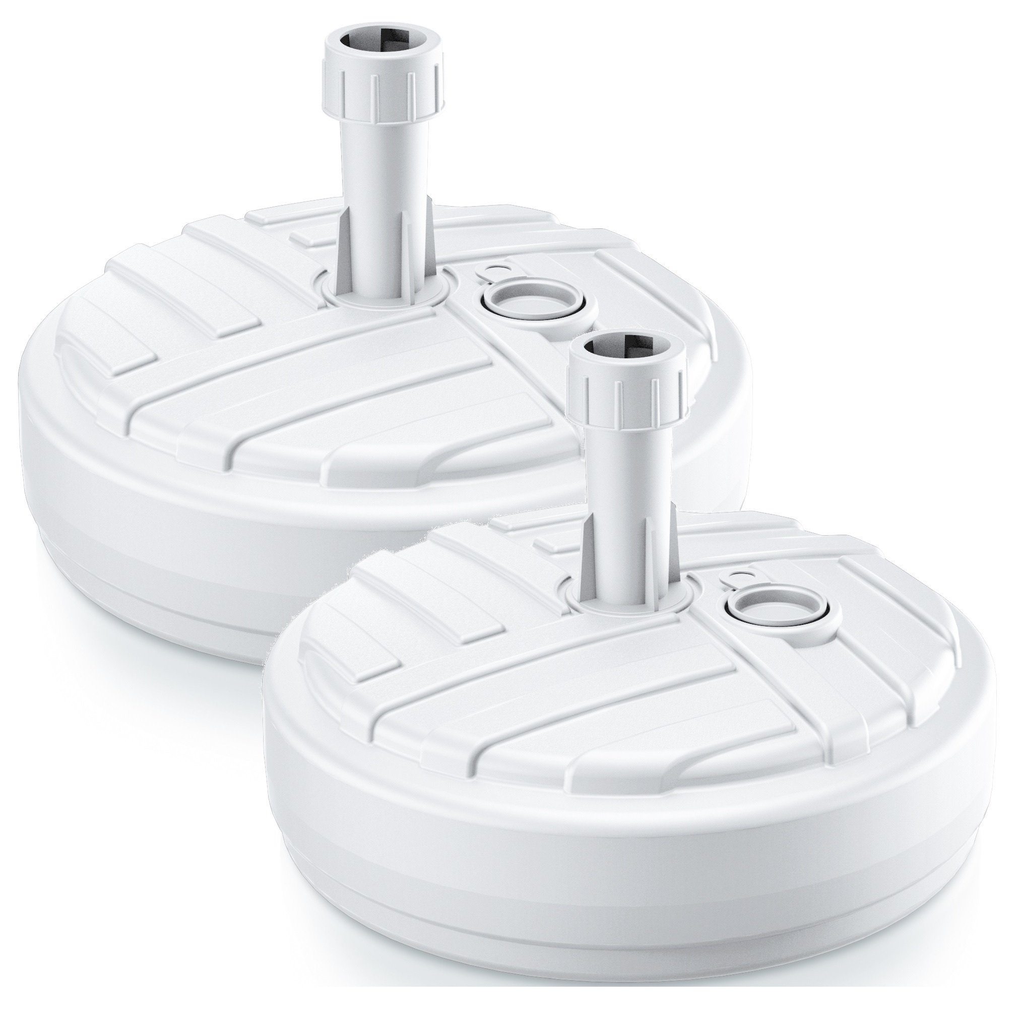Merkloos Prosperplast Parasolvoet - 2x - rond - wit - vulbaar - 10 liter - D39 cm -