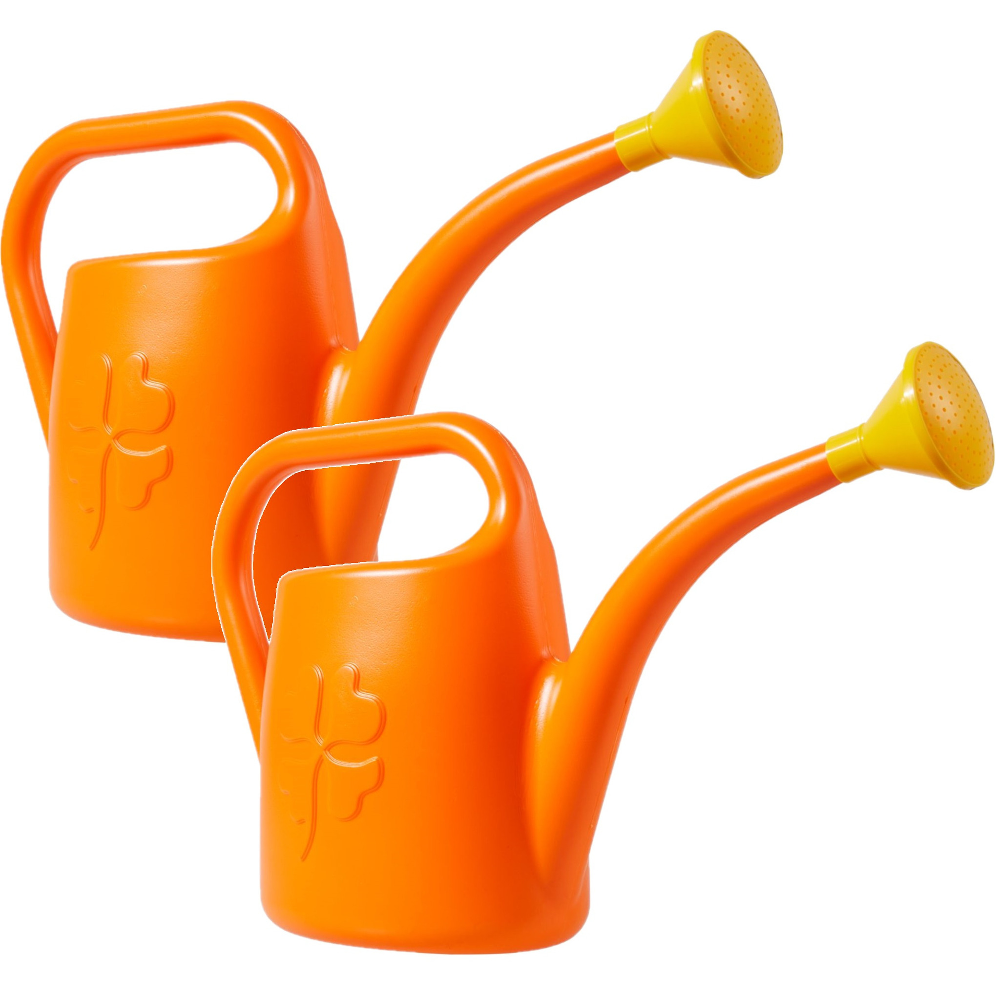 Prosperplast Set van 2x stuks oranje kunststof bloemen/planten gieters met broeskop/sproeikop 1.8 liter -