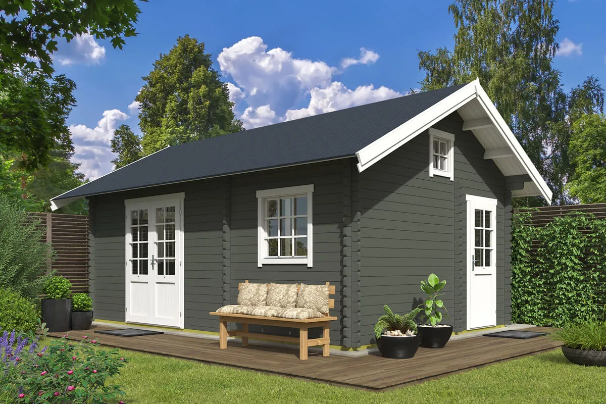 Outdoor Life Products | Tuinhuis Caroline 390 x 575 | Gecoat | Green Grey-Wit