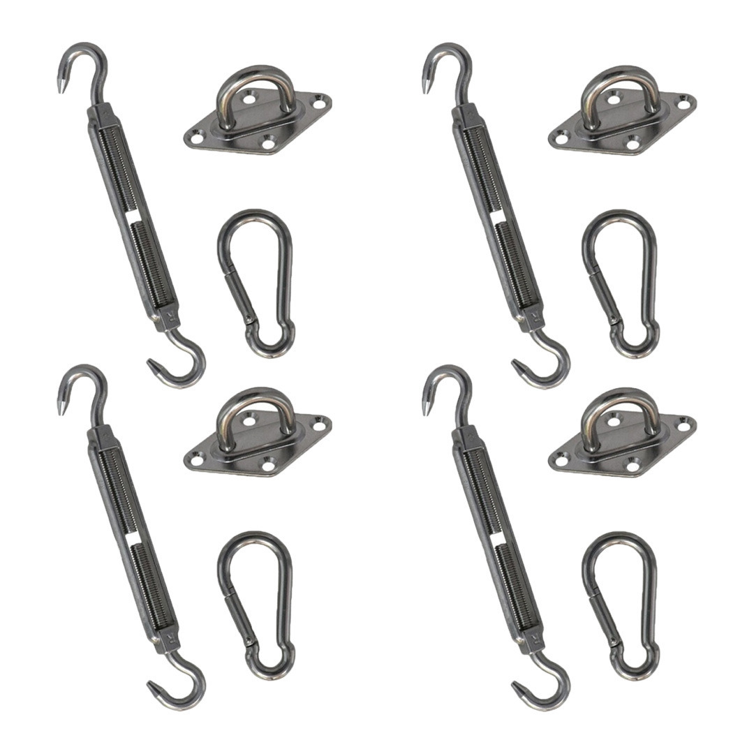 Gerimport Schaduwdoek ophangaccessoires set - 12-delig - luifel/hangmat bevestiging -