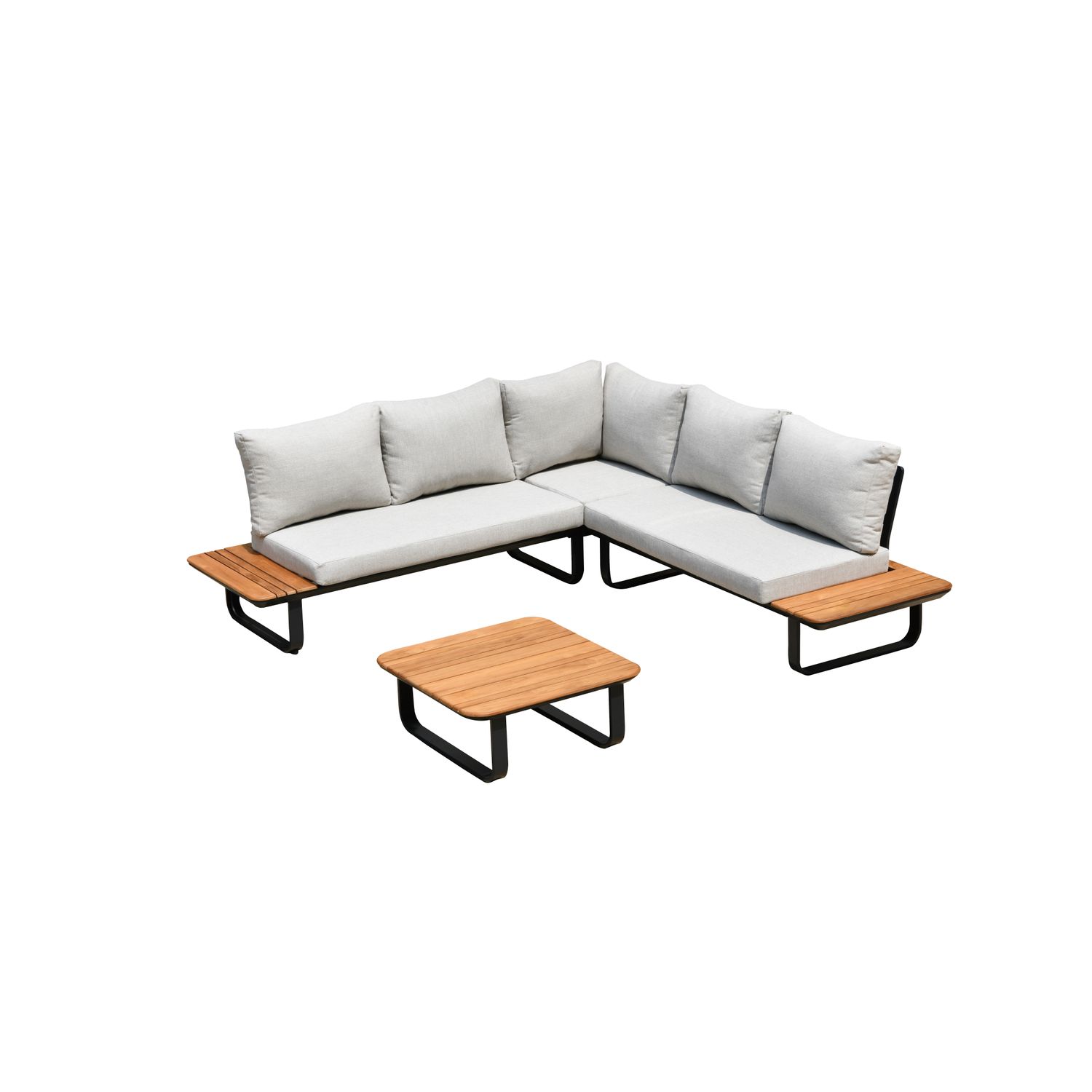 Central Park 5-delige Hoekbank Loungeset Athina – Aluminium/teak – 5 Personen – 240x240 Cm