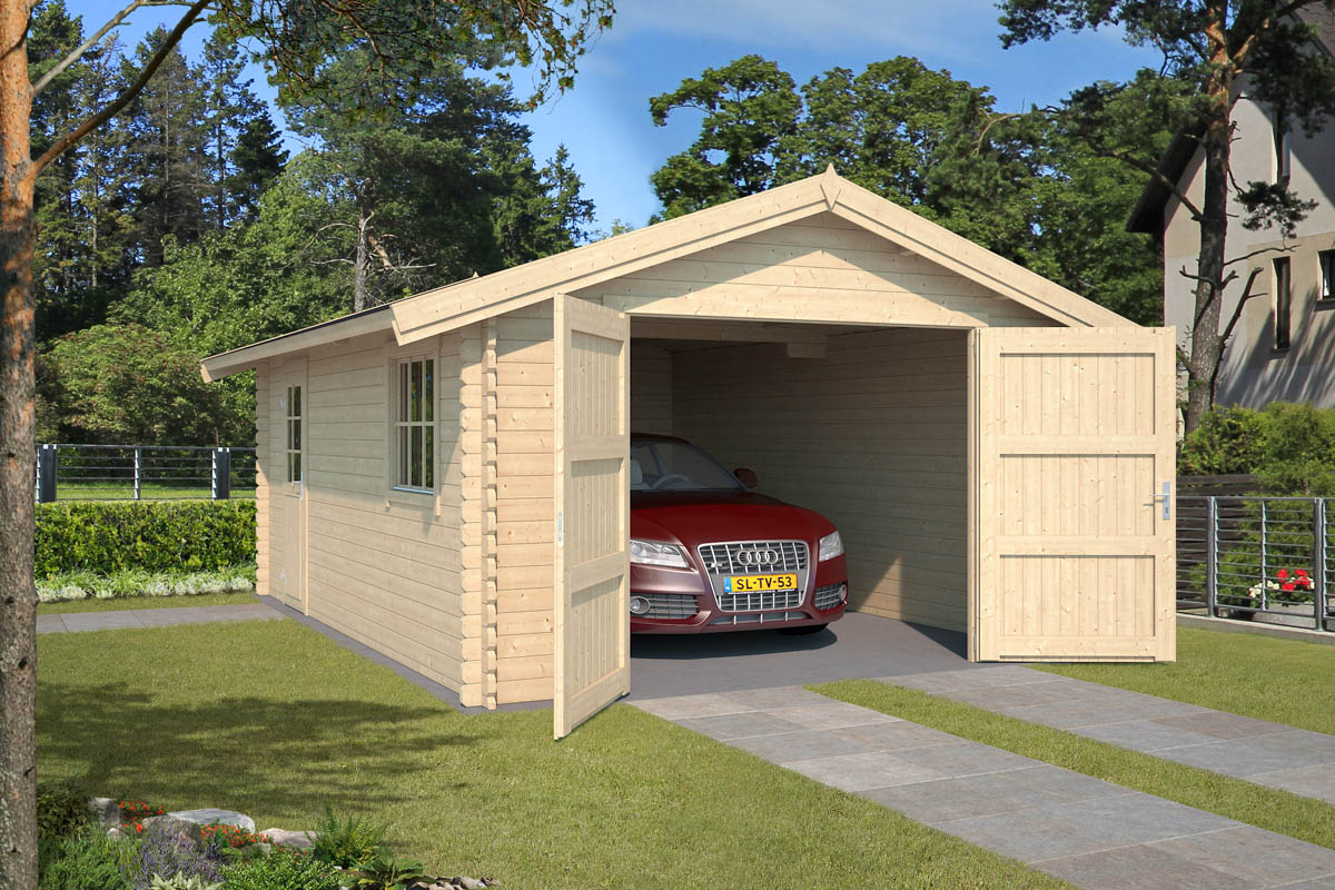 Van Kooten Tuin en Buitenleven Outdoor Life Yarik Blokhut 380x540 cm 34 mm vuren blank- Zadeldak- Onbehandeld vurenhout- Outdoor Life