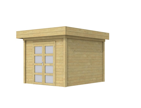 Van Kooten Tuin en Buitenleven Blokhut Bosuil 300x300 cm - GeÃ¯mpregneerd- Plat dak- GeÃ¯mpregneerd vurenhout- Woodvision