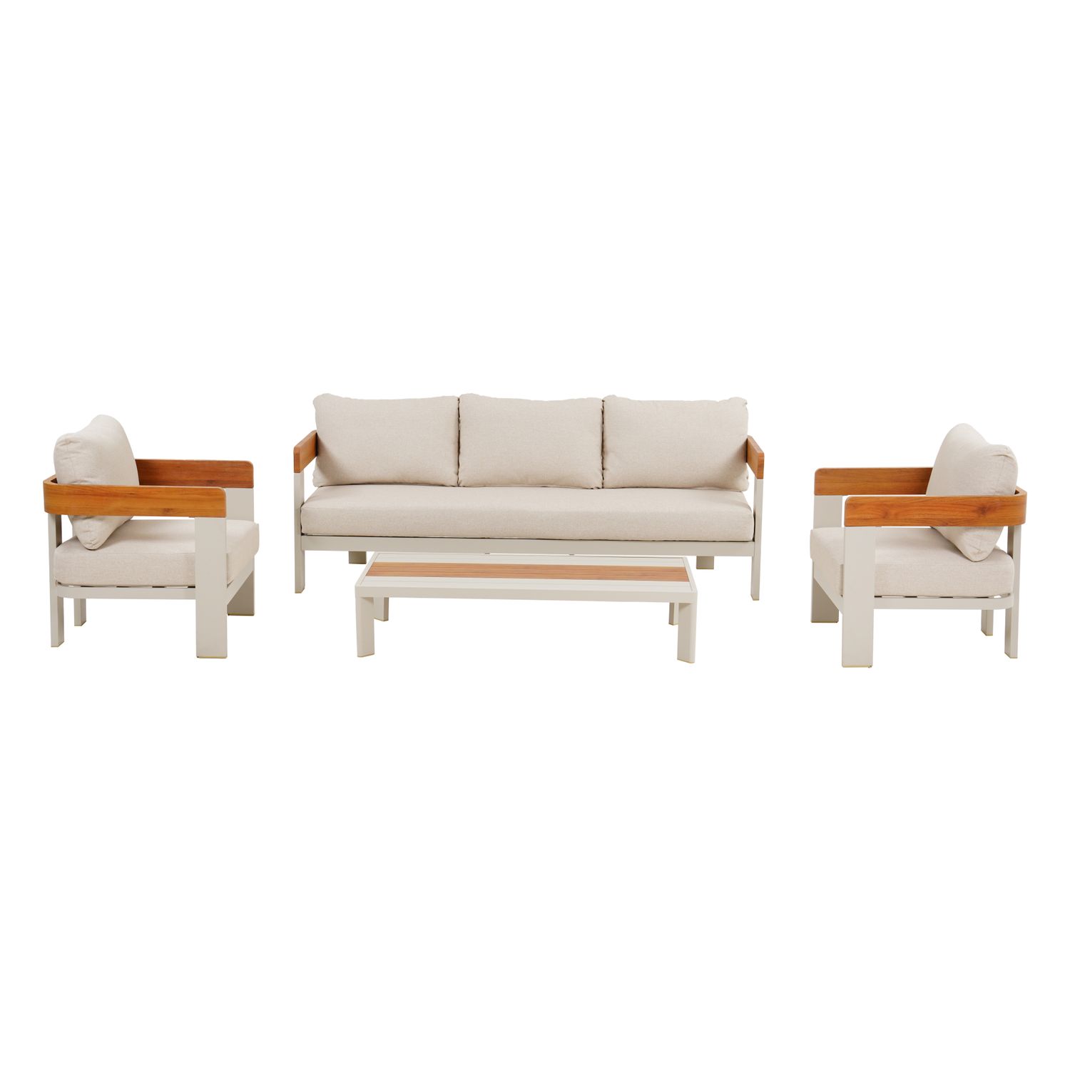 Central Park 4-delige Loungeset Naxos - Aluminium/teak - 5 Personen