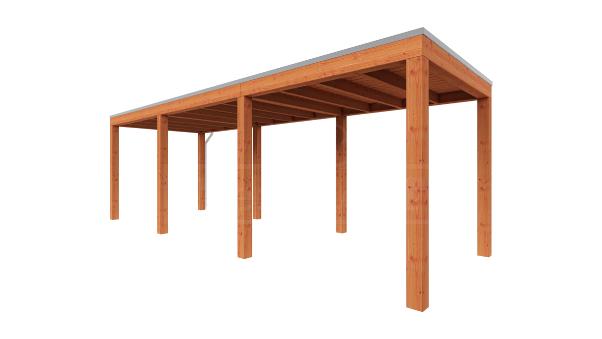 Van Kooten Tuin en Buitenleven Tijdelijk 15% korting | Trendhout Overkapping Palermo 730x255 cm- Plat dak- Hout- Trendhout