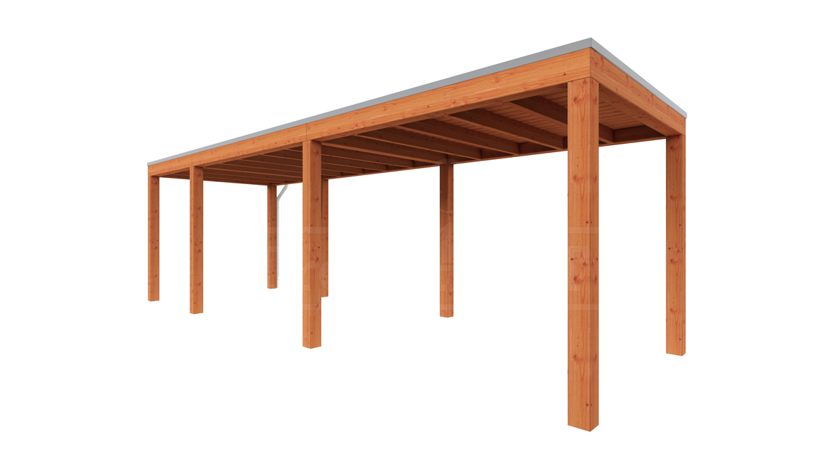 Van Kooten Tuin en Buitenleven Tijdelijk 15% korting | Trendhout Overkapping Palermo 775x255 cm- Plat dak- Hout- Trendhout