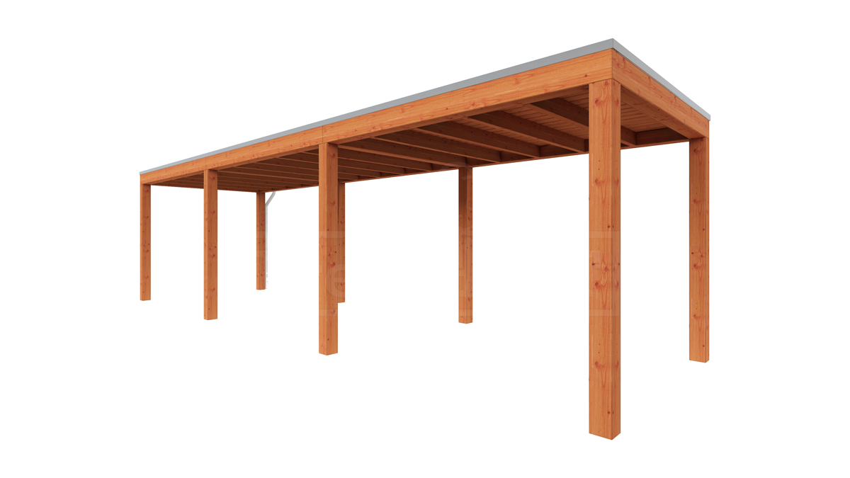 Van Kooten Tuin en Buitenleven Tijdelijk 15% korting | Trendhout Overkapping Palermo 890x255 cm- Plat dak- Hout- Trendhout