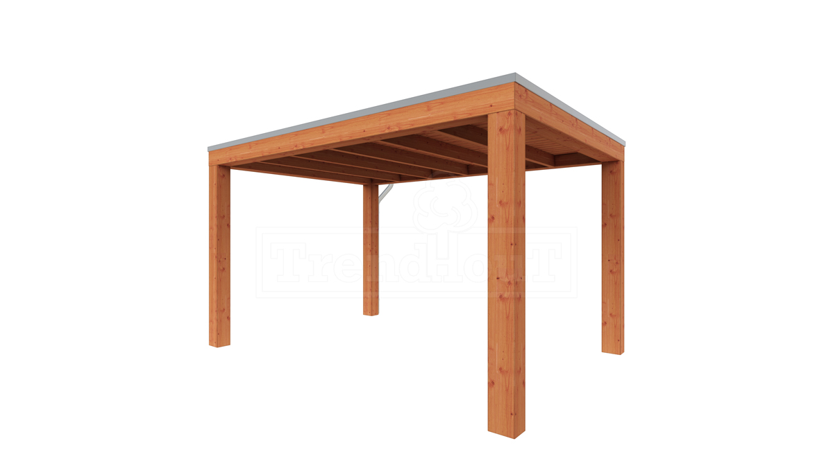 Van Kooten Tuin en Buitenleven Tijdelijk 15% korting | Trendhout Overkapping Palermo XXL 380x315 cm- Plat dak- Hout- Trendhout