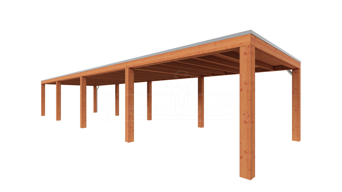 Van Kooten Tuin en Buitenleven Tijdelijk 15% korting | Trendhout Overkapping Palermo XXL 990x315 cm- Plat dak- Hout- Trendhout